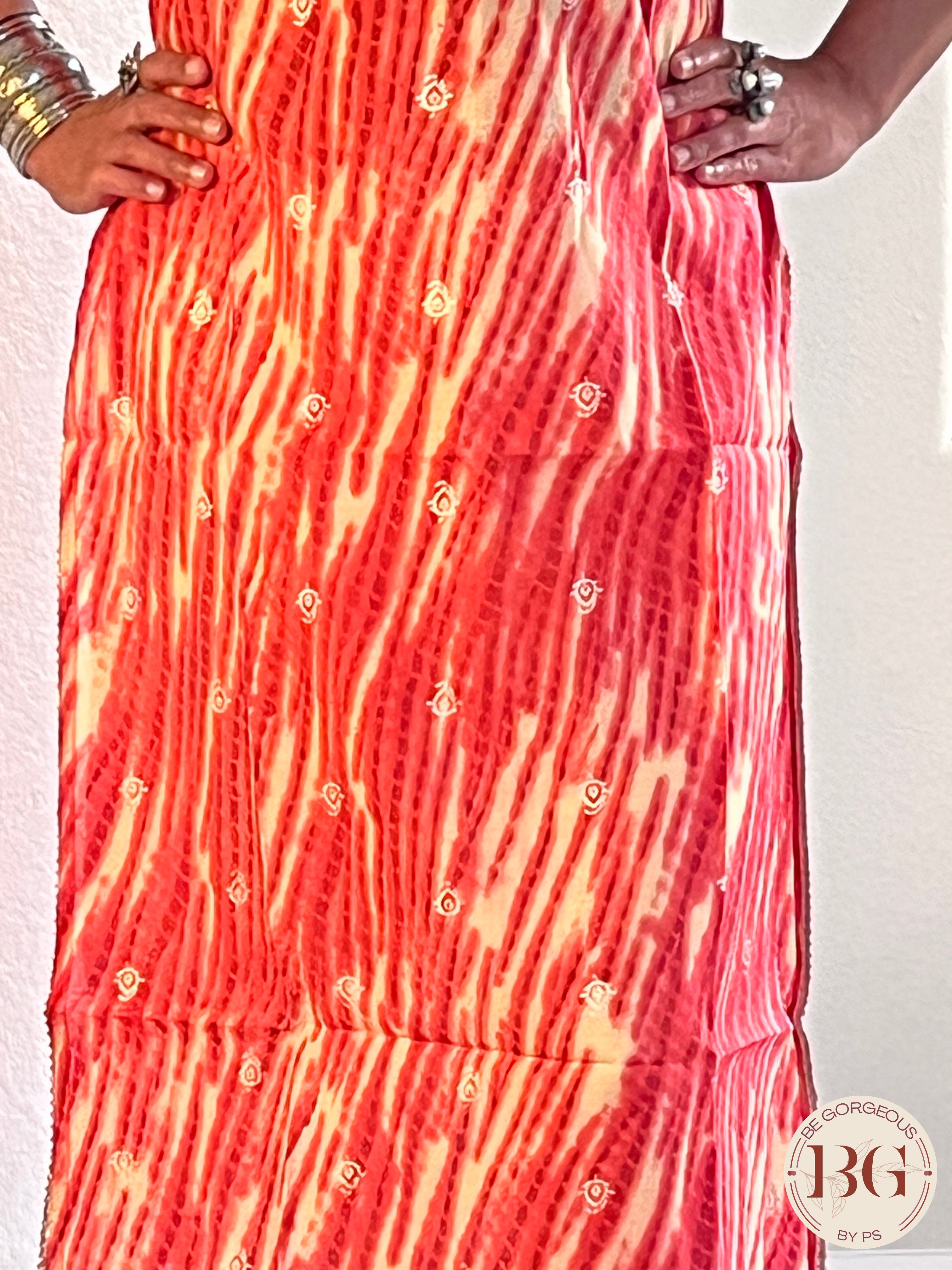 Beautiful kurti in gajri color with mirror and gota detailing