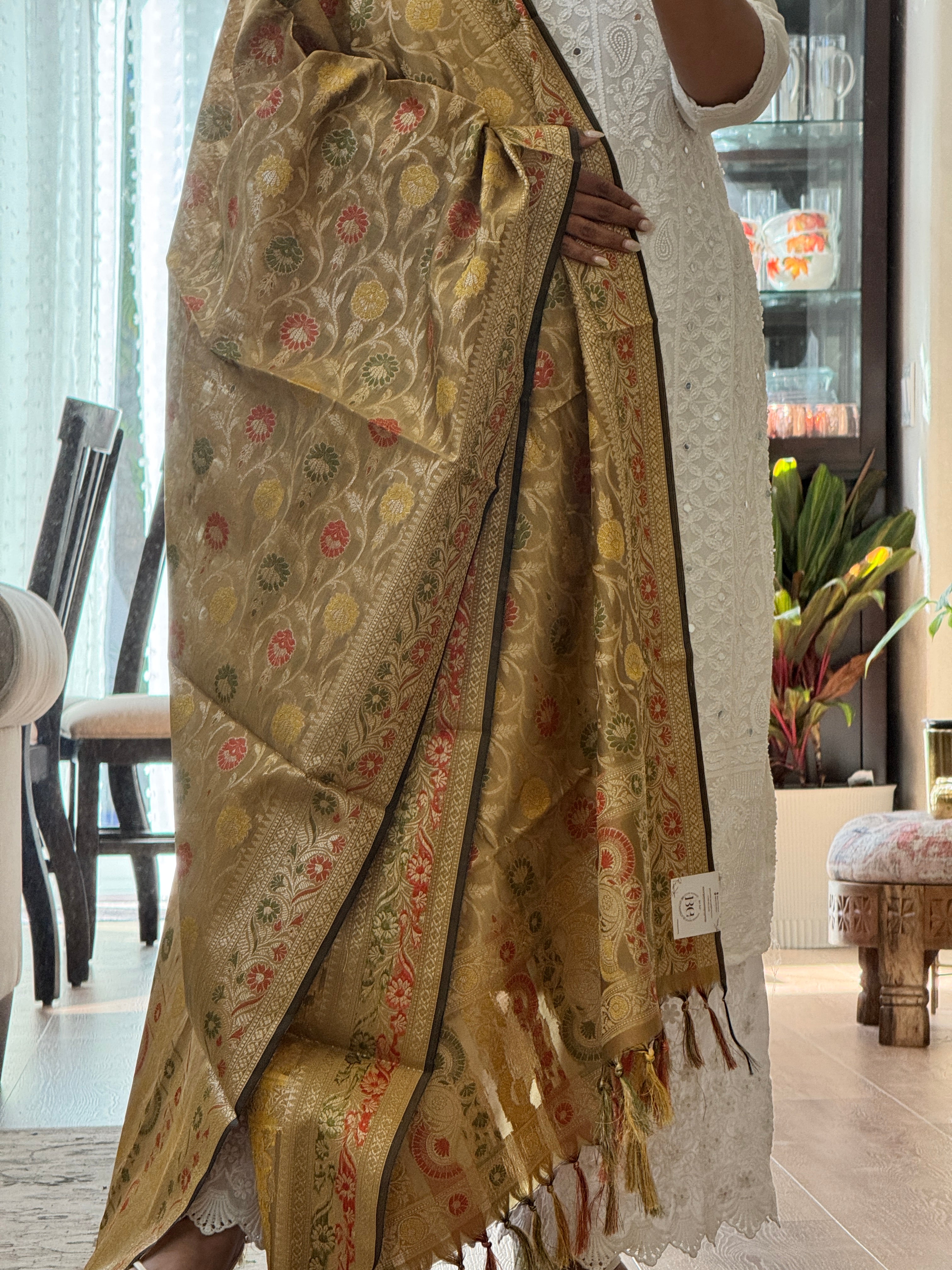 Banarasi Jama Work dupatta - beige