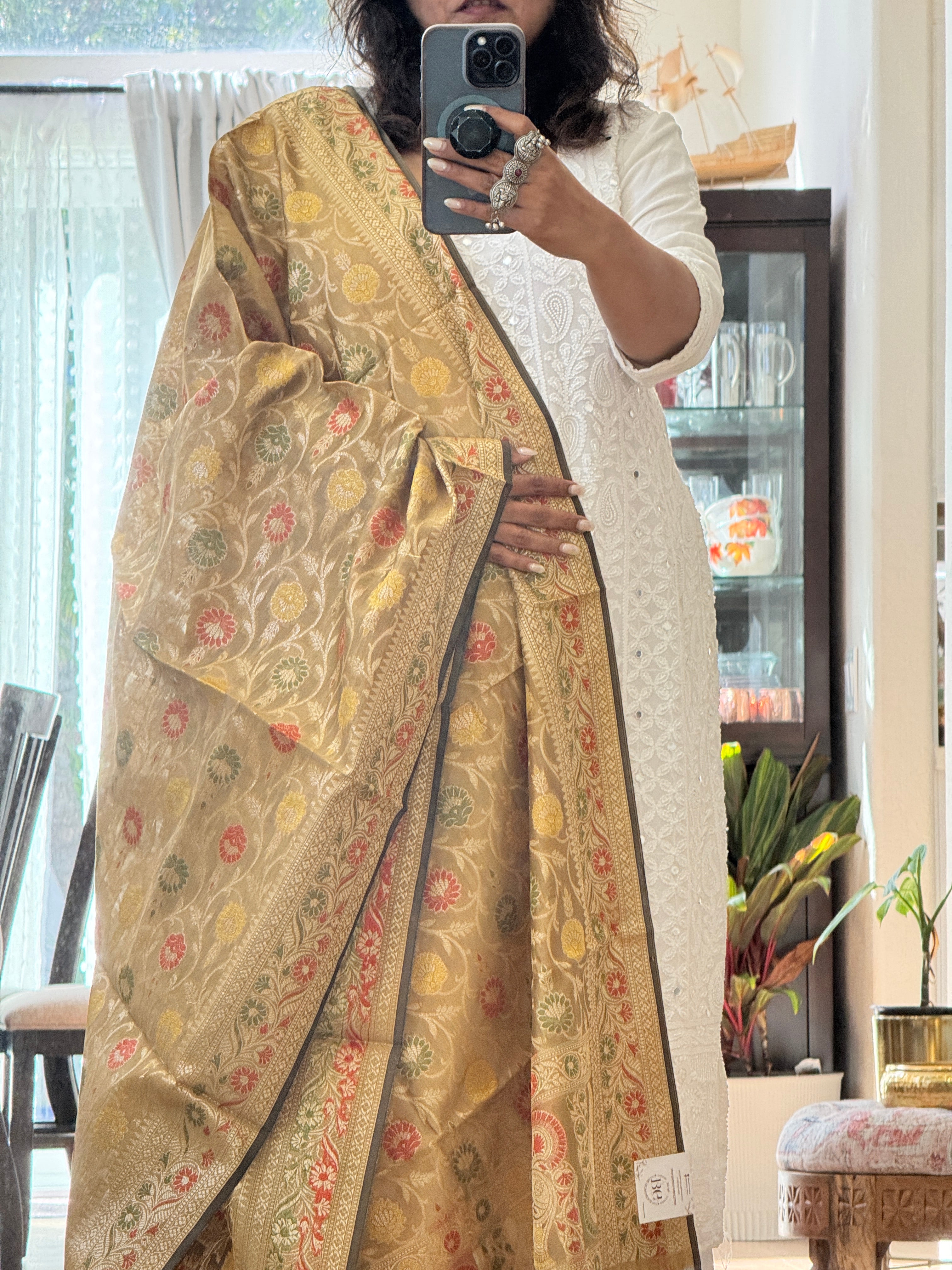 Banarasi Jama Work dupatta - beige