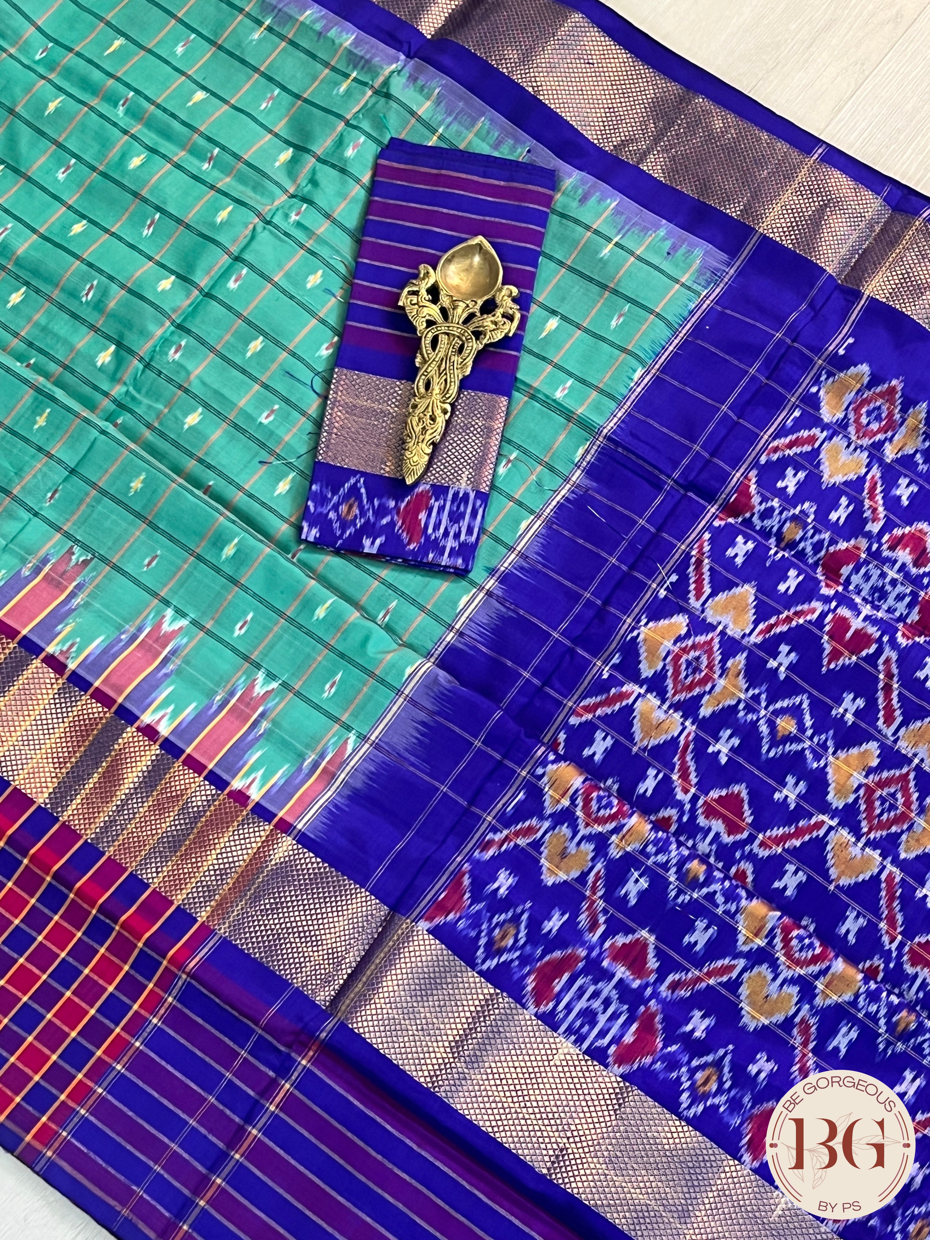 Pochumpally ikkat Pure silk handloom saree color - green