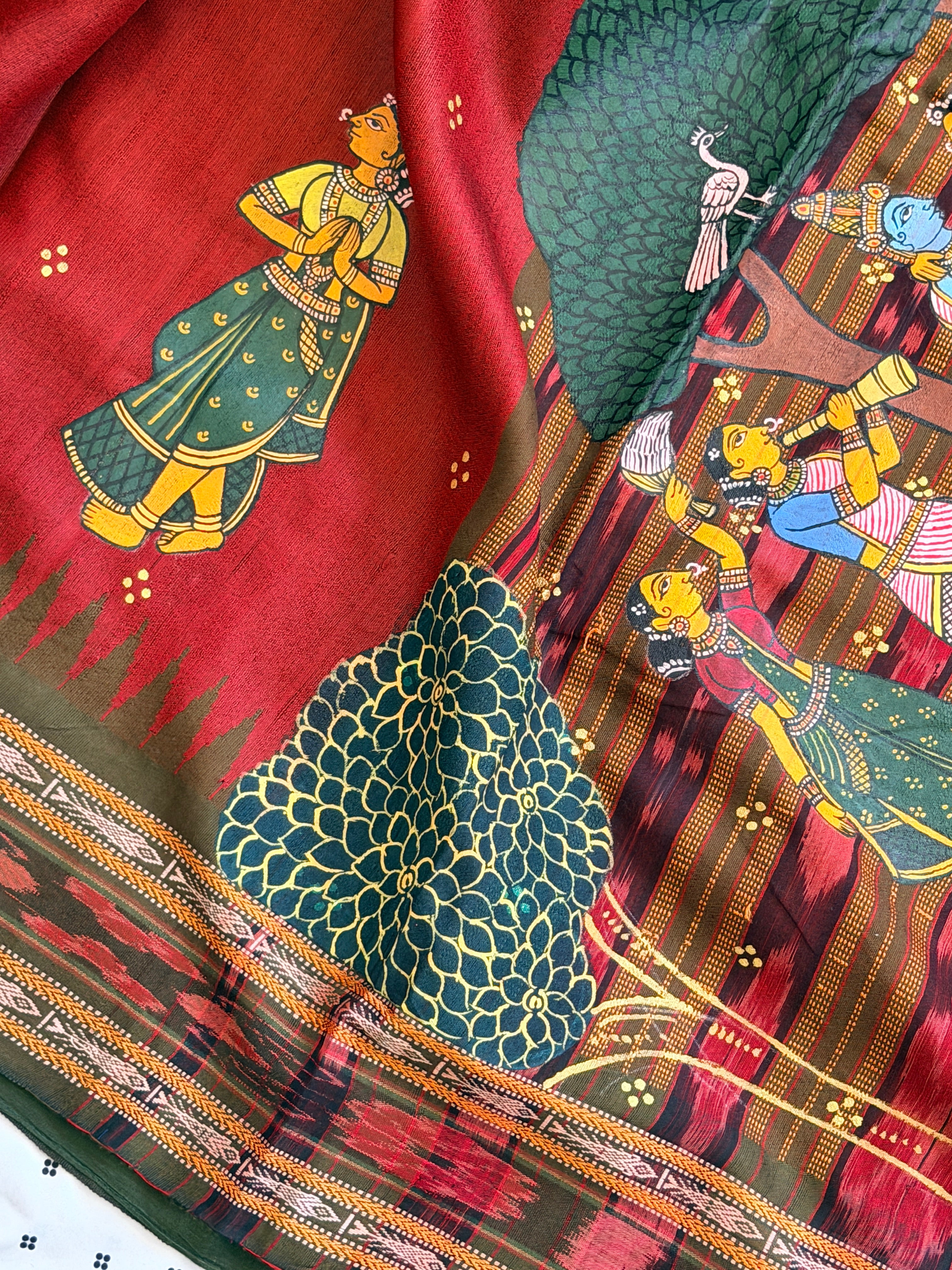 Pattachitra saree on raw silk