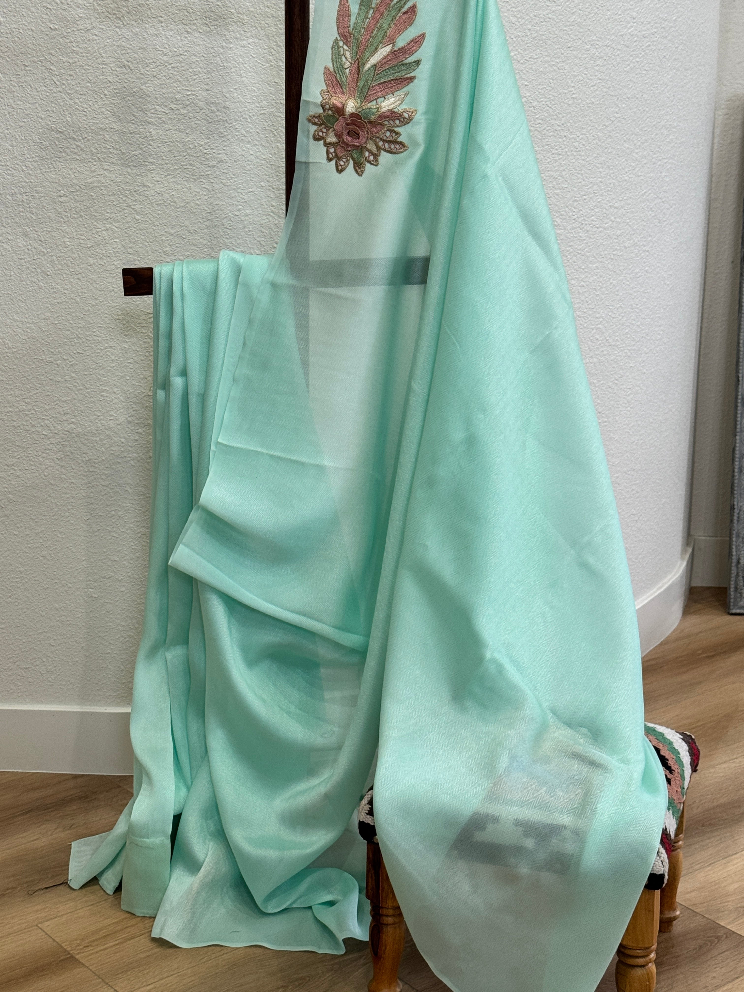 Pista Green with peach patch saree