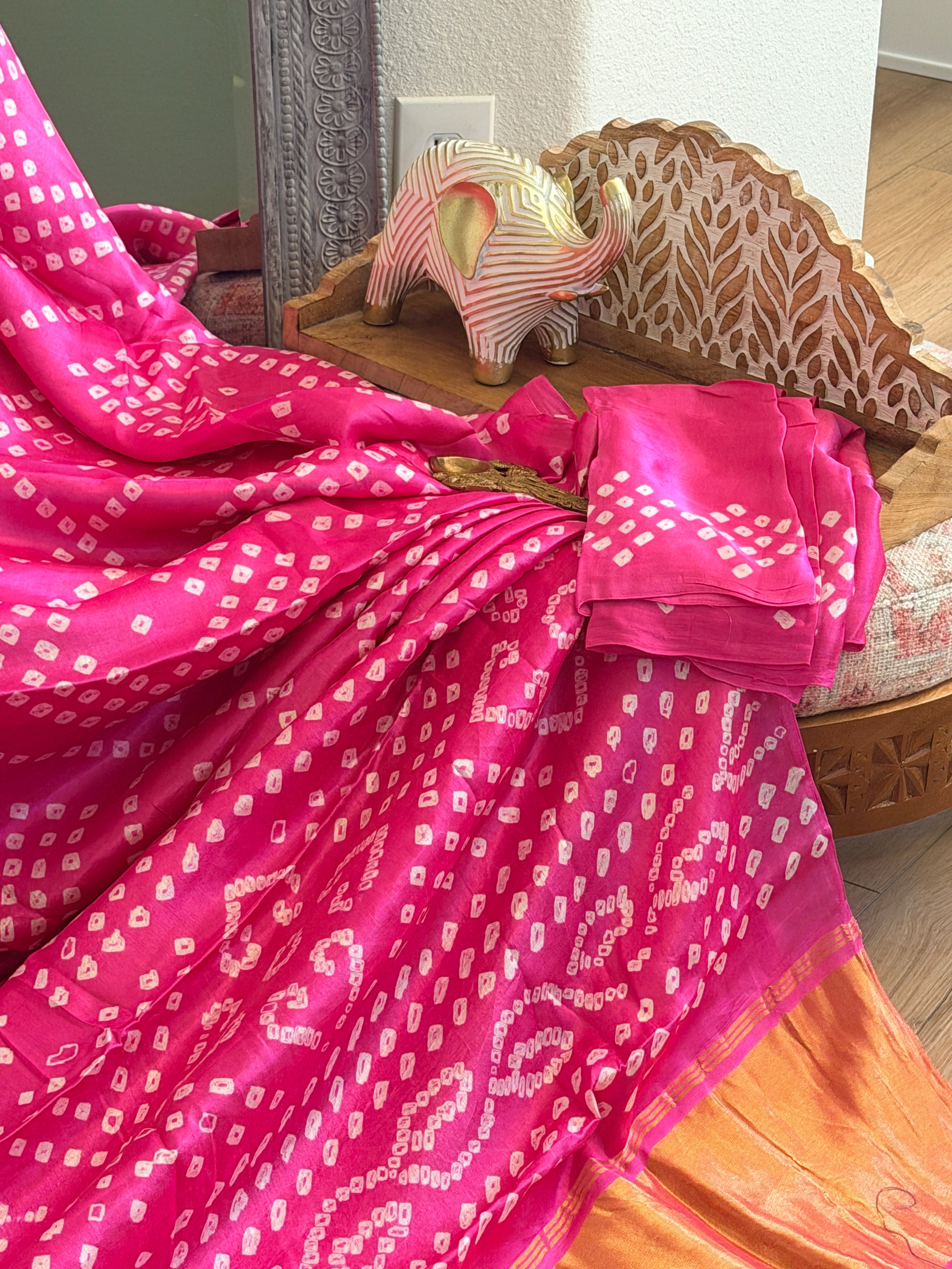 Bandhani Modal Silk Saree