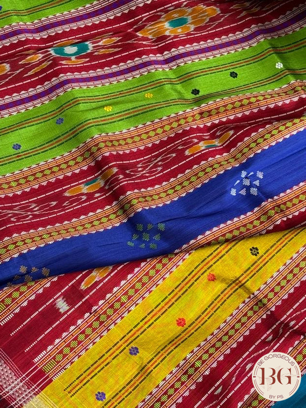 Berhampuri Double pallu pure silk handloom saree - Mustard