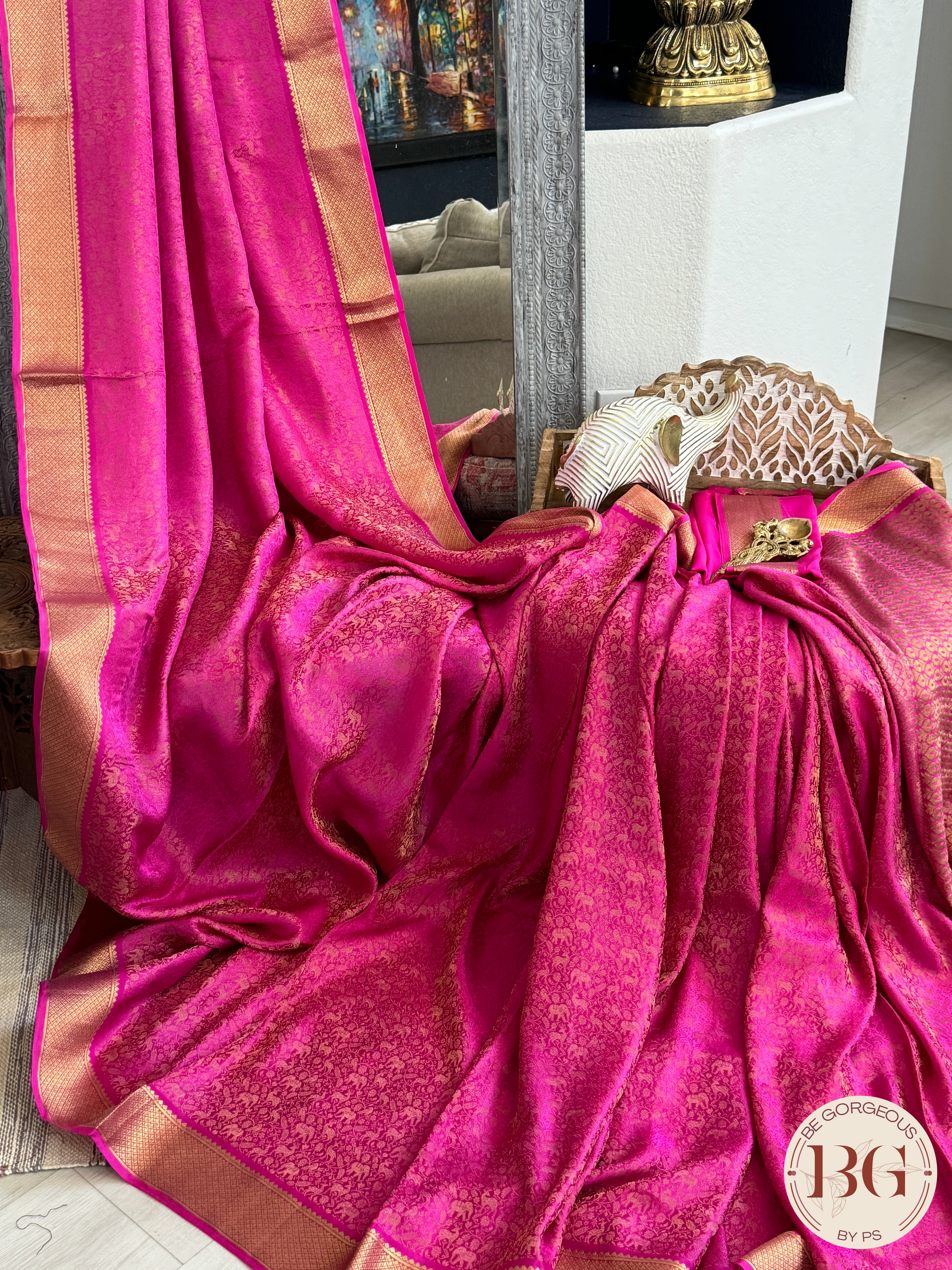 Mysore Pure Silk Handloom Saree - Pink