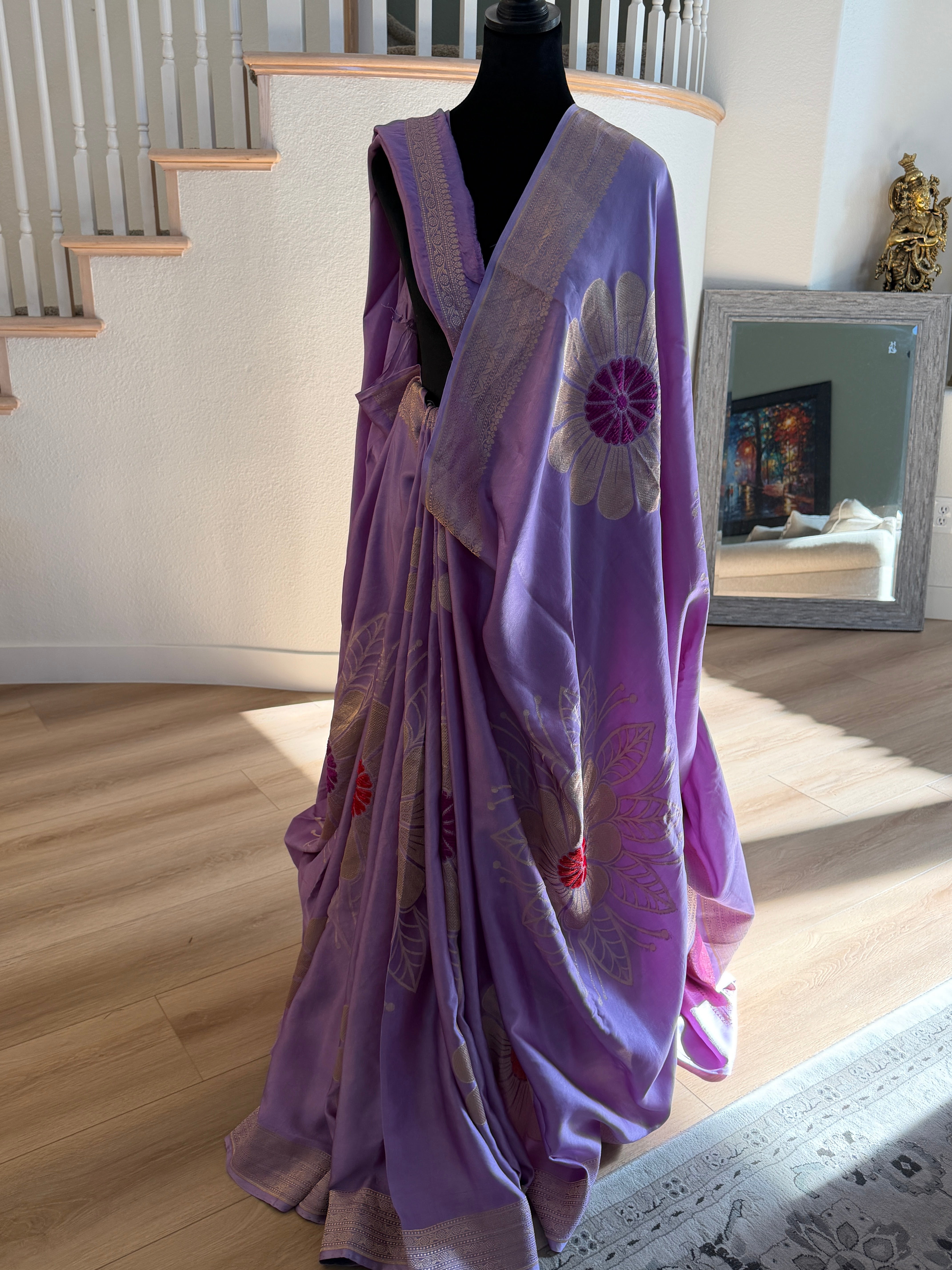 Banarasi Mashru Pure Silk Velvet Weaving Saree