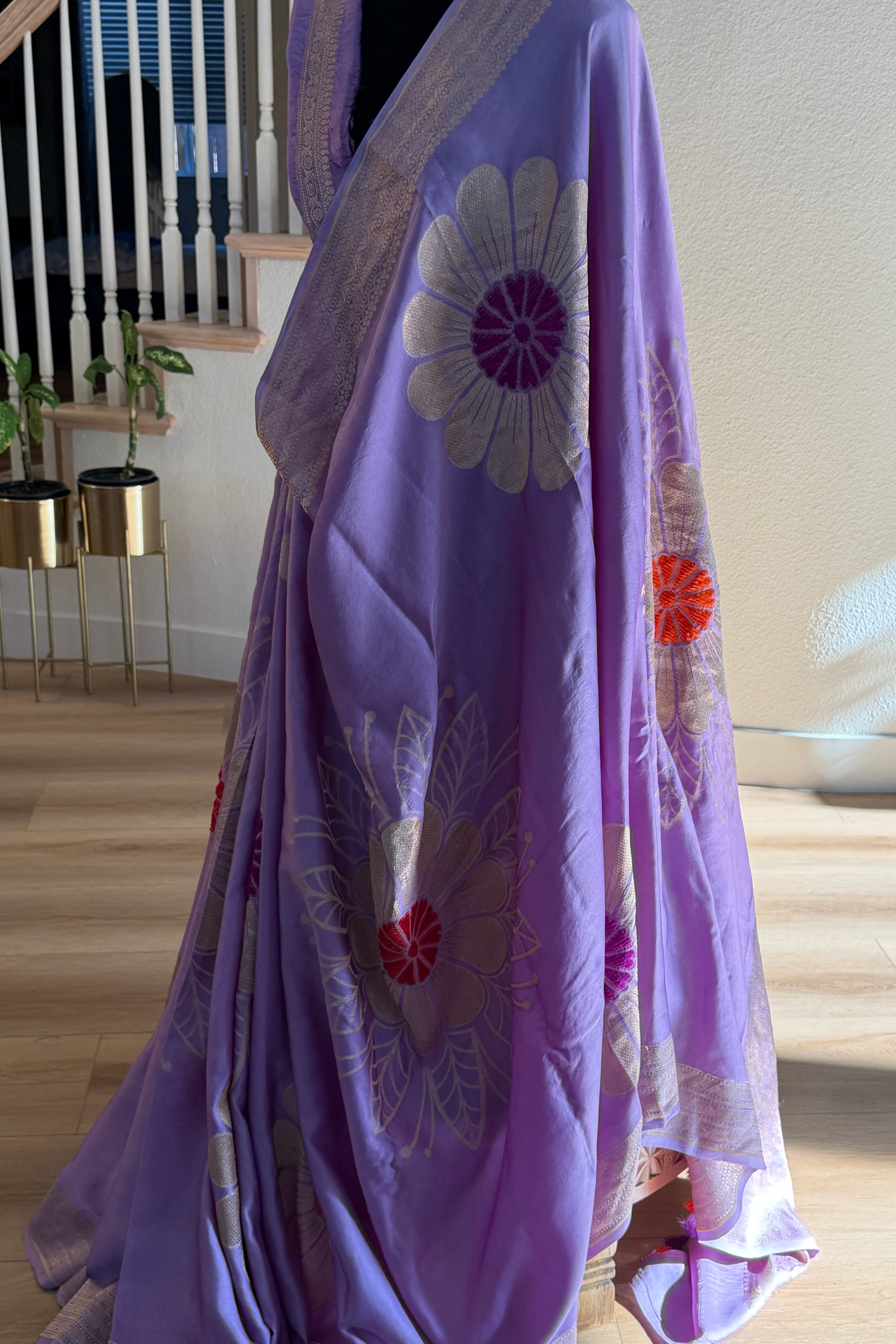 Banarasi Mashru Pure Silk Velvet Weaving Saree