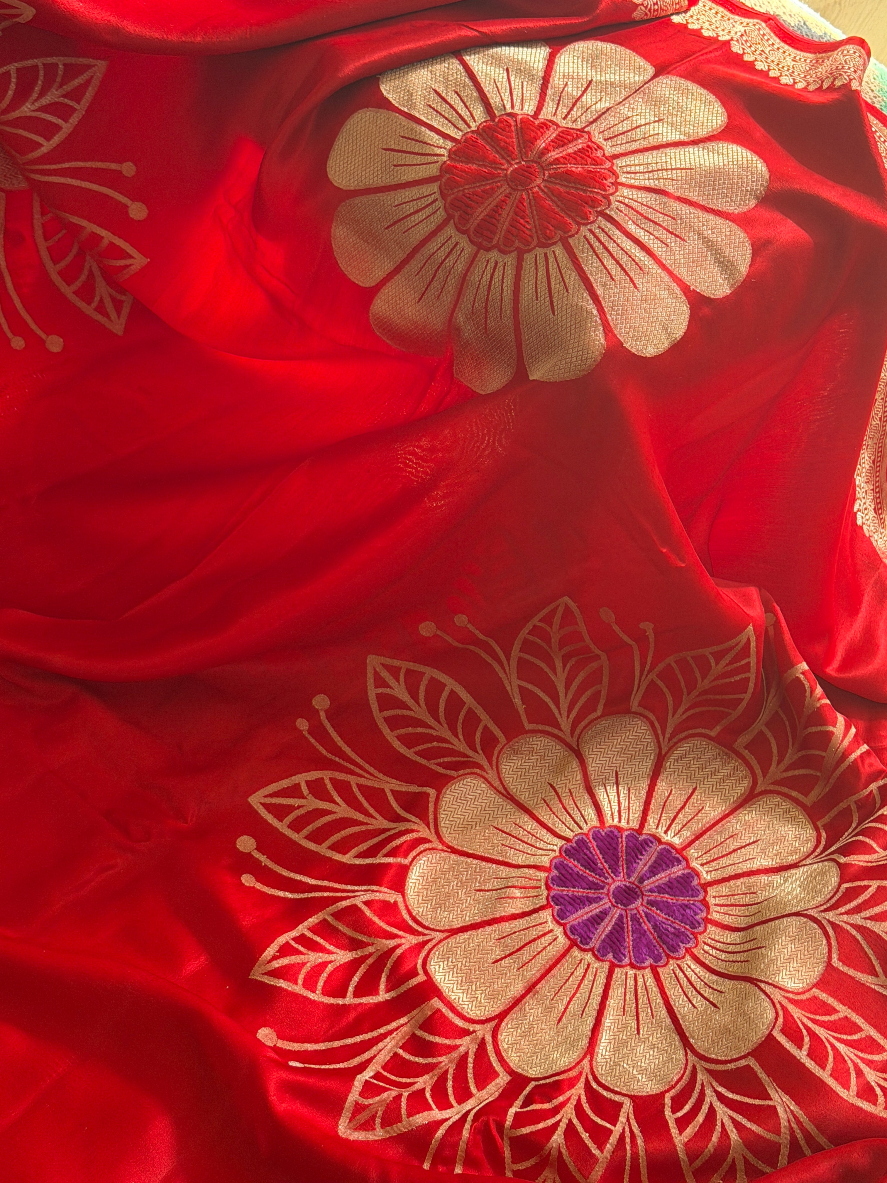 Banarasi Mashru Pure Silk Velvet Weaving Saree