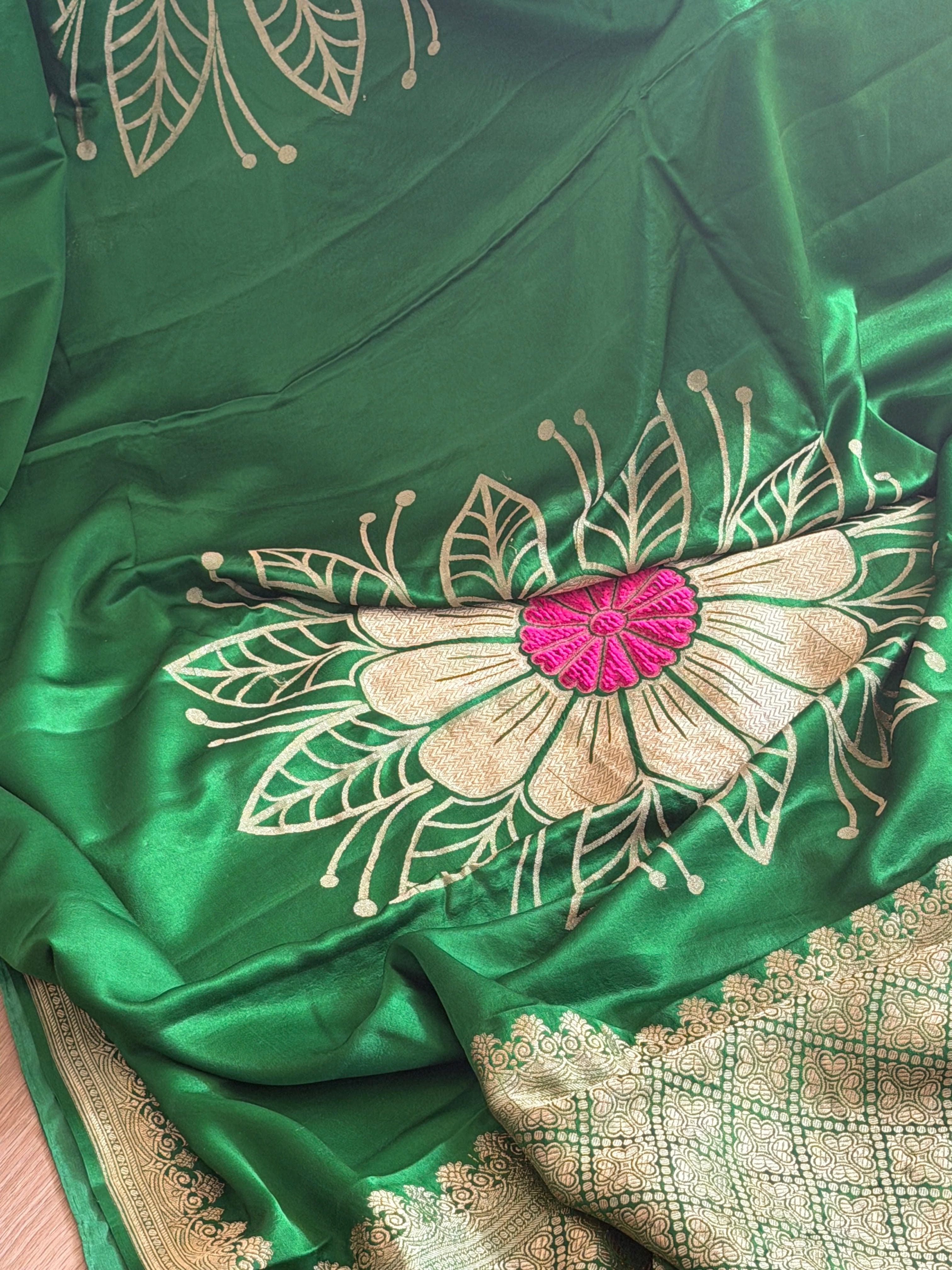 Banarasi Mashru Pure Silk Velvet Weaving Saree