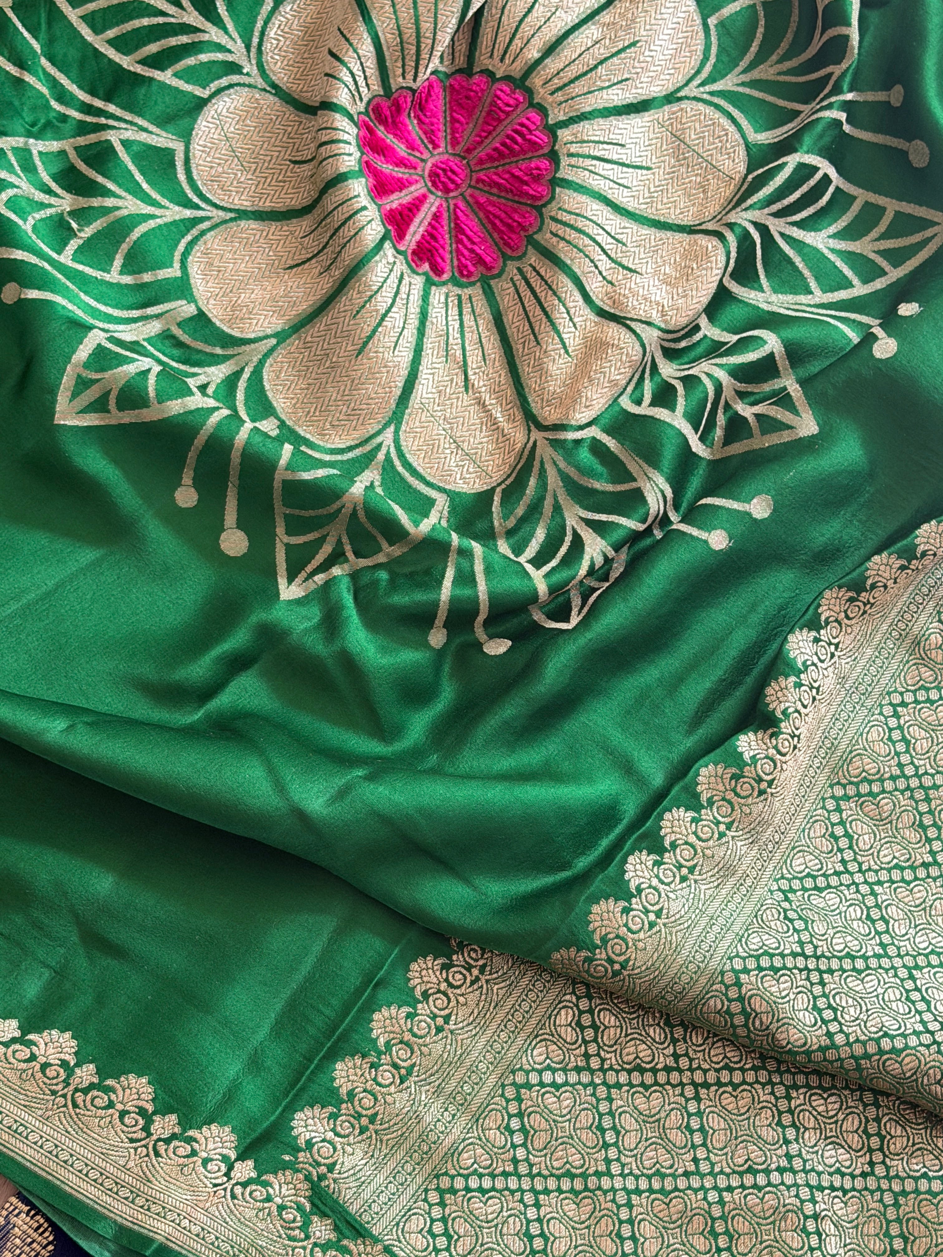 Banarasi Mashru Pure Silk Velvet Weaving Saree
