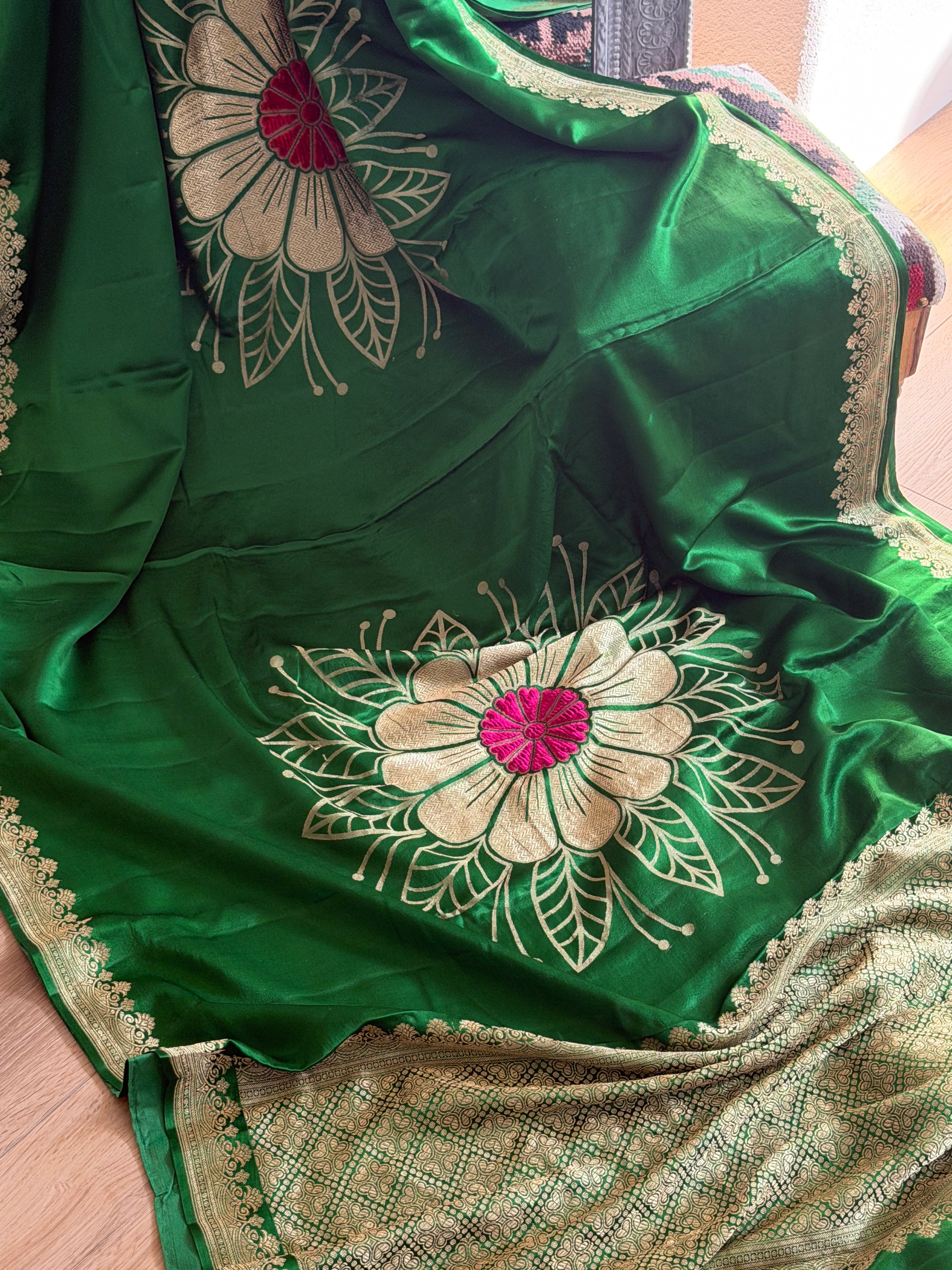 Banarasi Mashru Pure Silk Velvet Weaving Saree