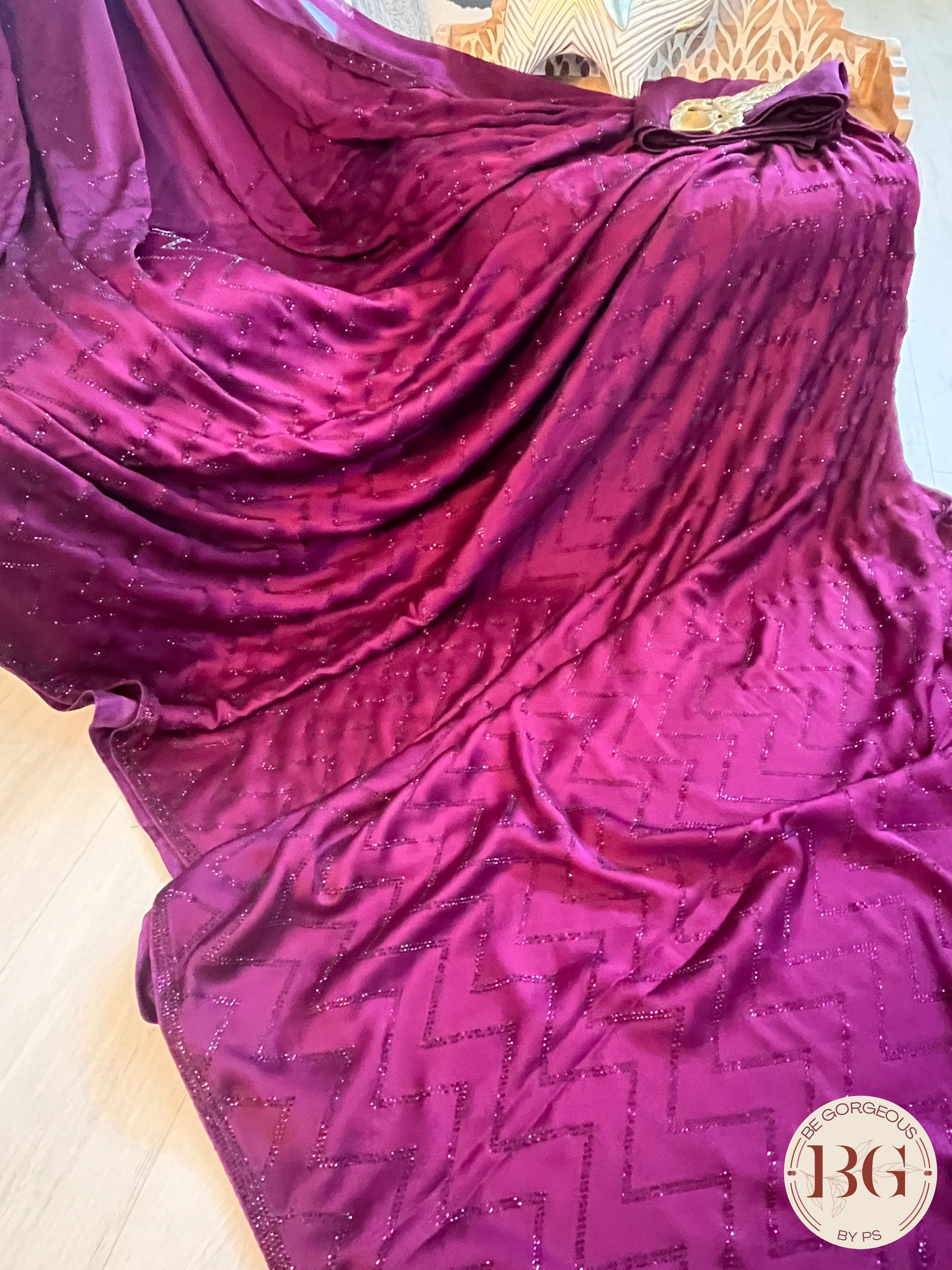Satin with stonework - Pink Megenta