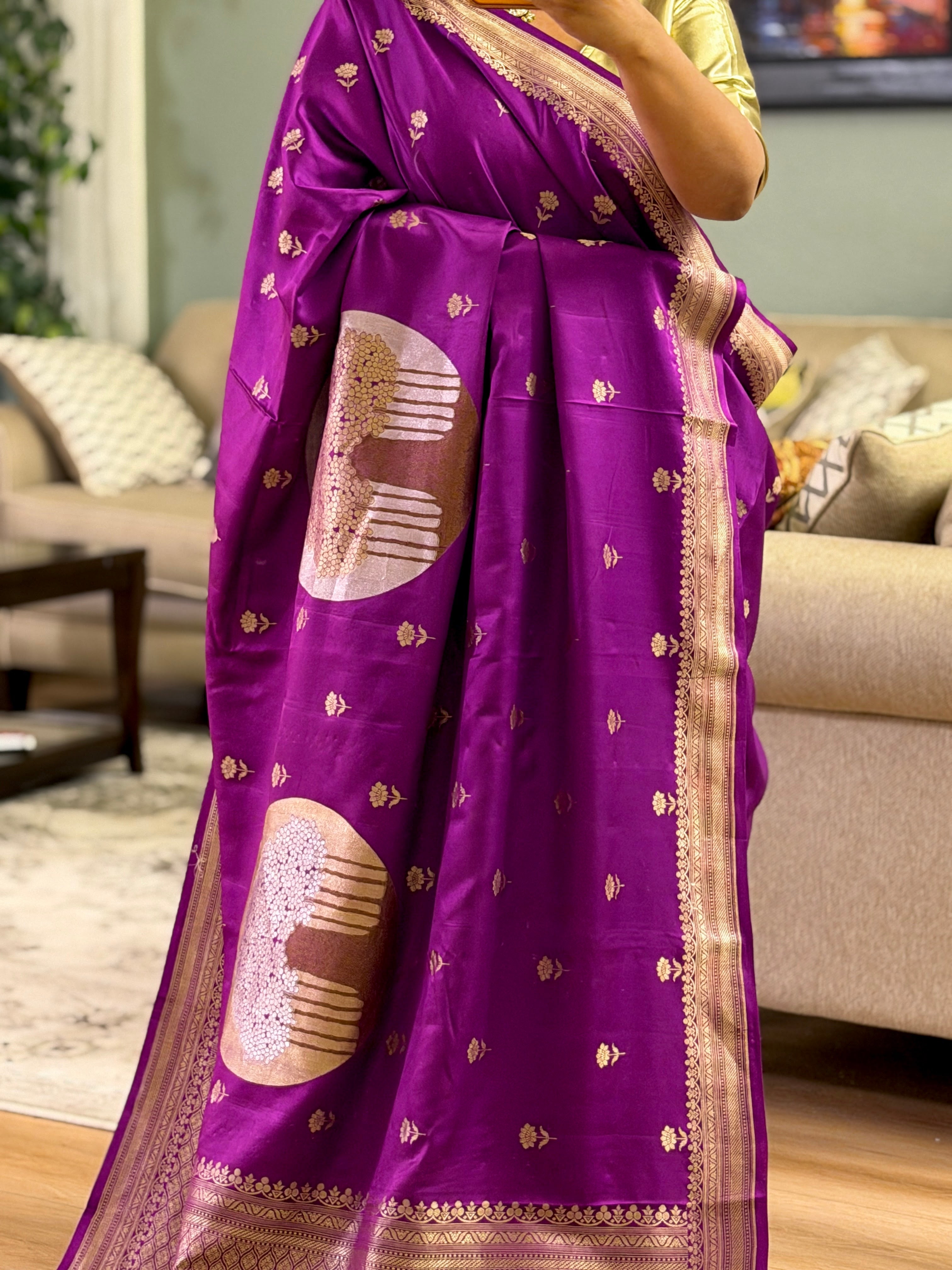 Banarasi Mashru Pure Silk Sona Roopa Saree