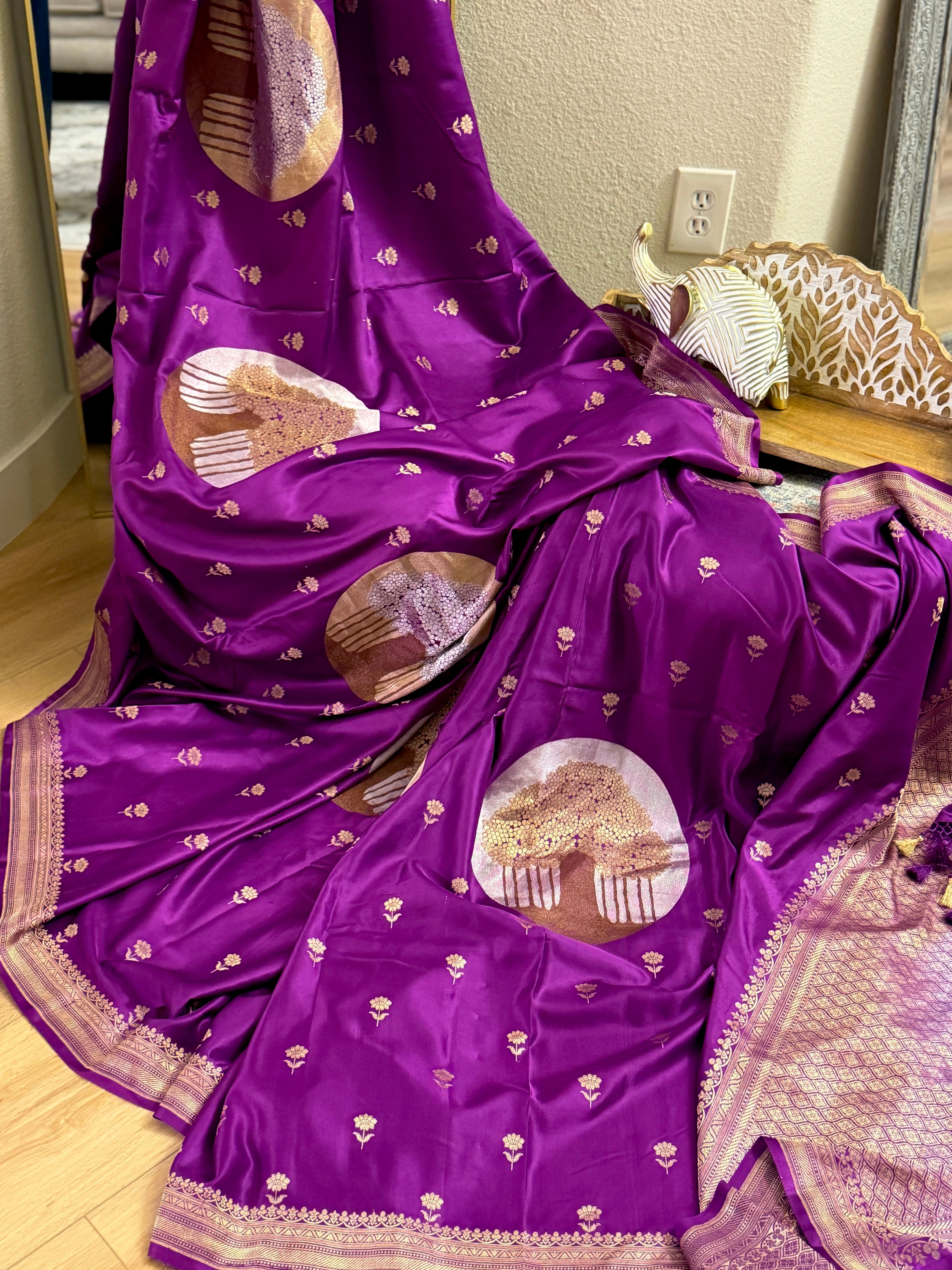Banarasi Mashru Pure Silk Sona Roopa Saree