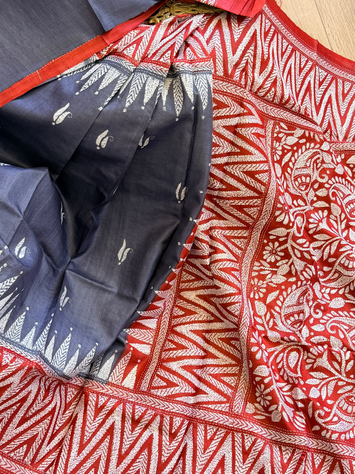 Kantha Stitch Saree
