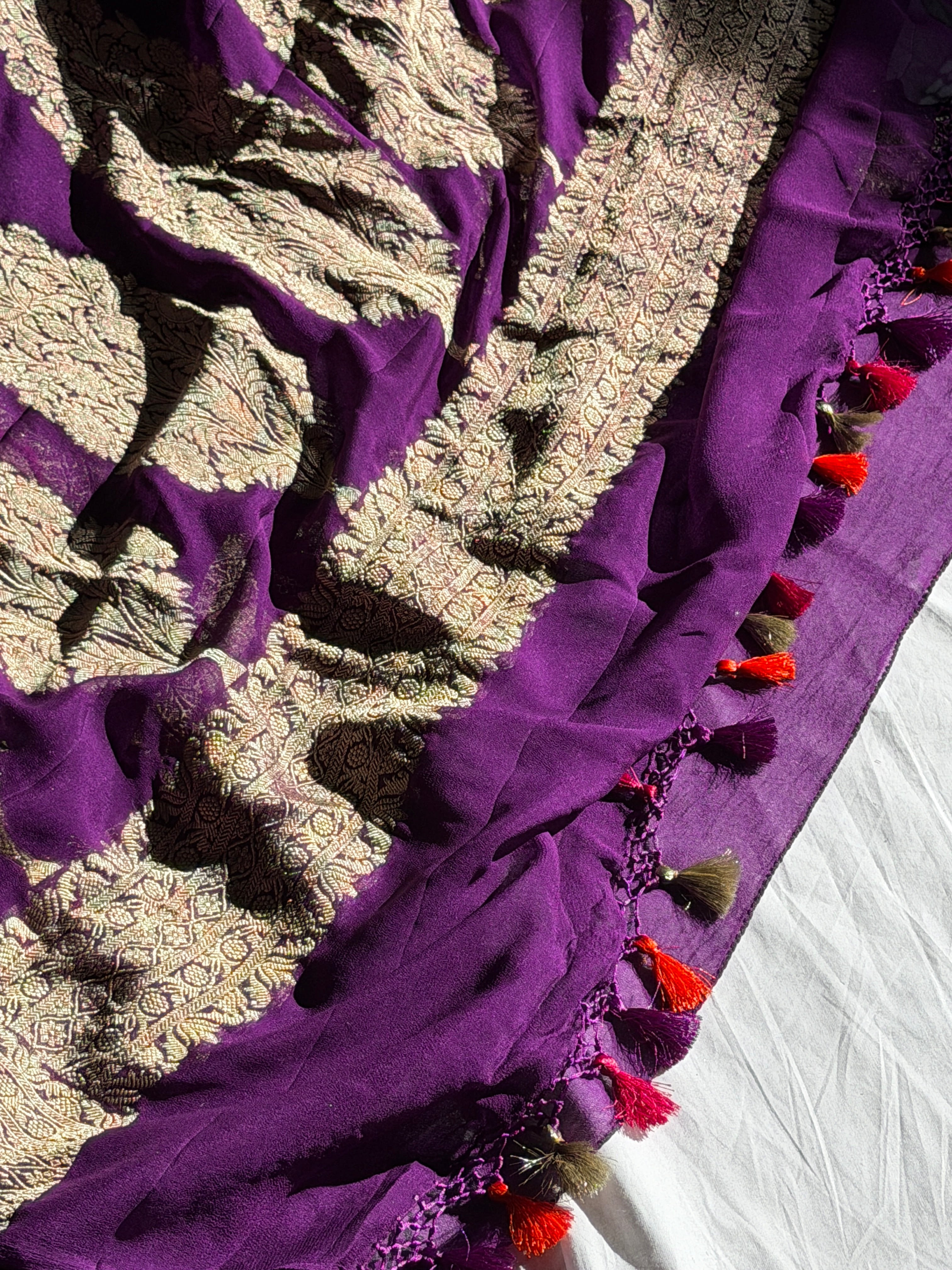 Banarasi Khaddi georgette Velvet weaving saree