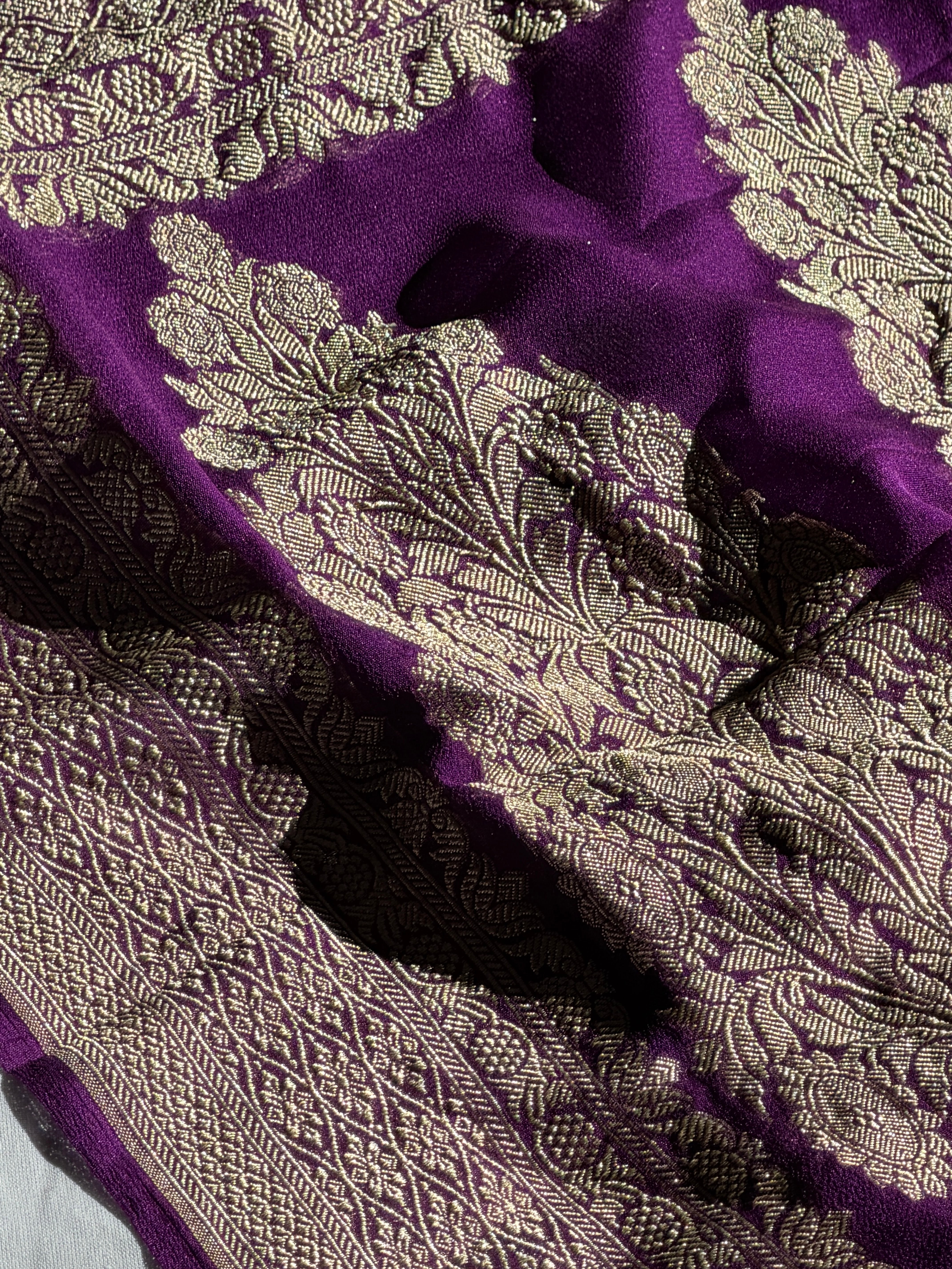 Banarasi Khaddi georgette Velvet weaving saree