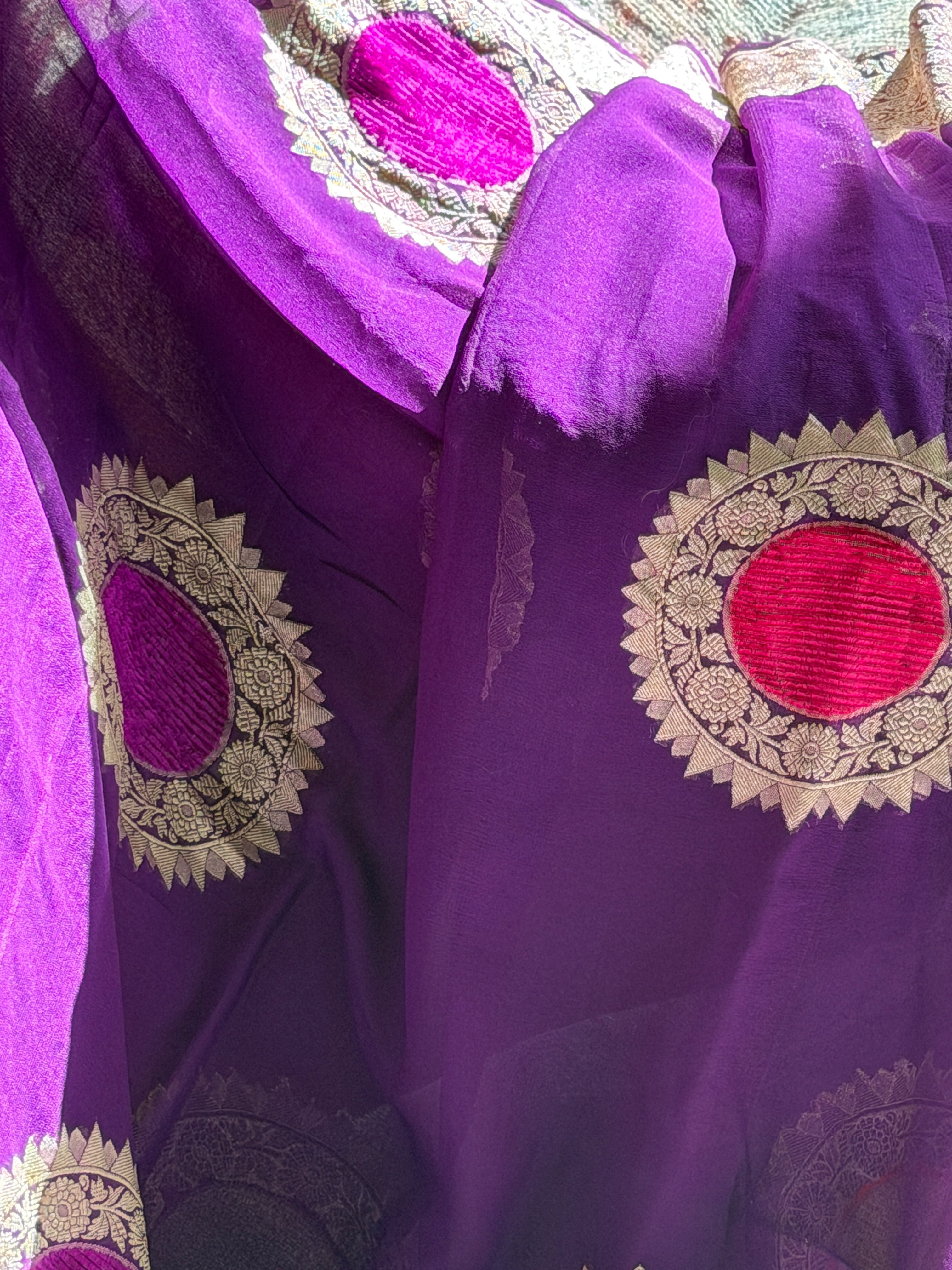 Banarasi Khaddi georgette Velvet weaving saree