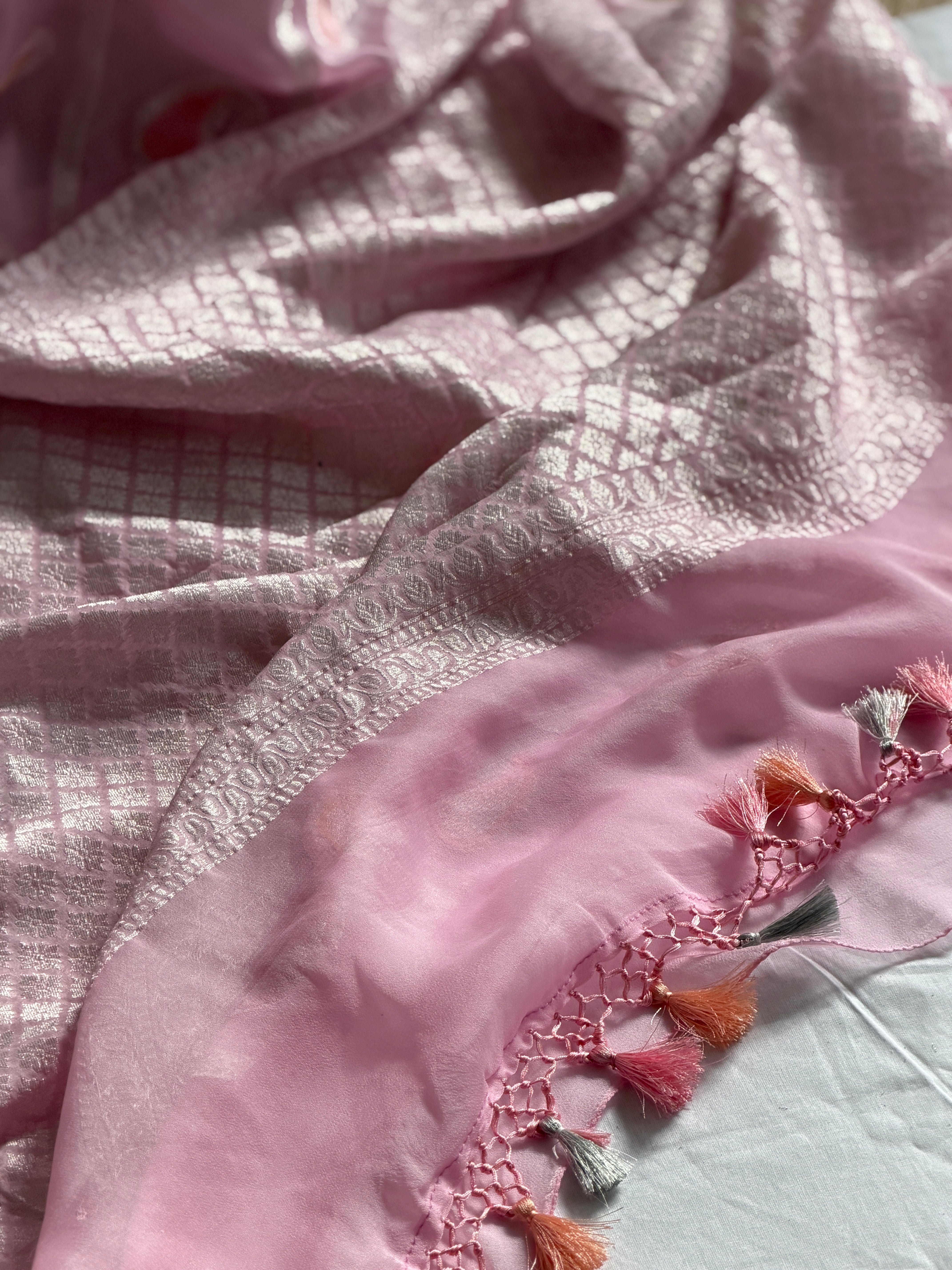 Banarasi Khaddi georgette Velvet weaving saree