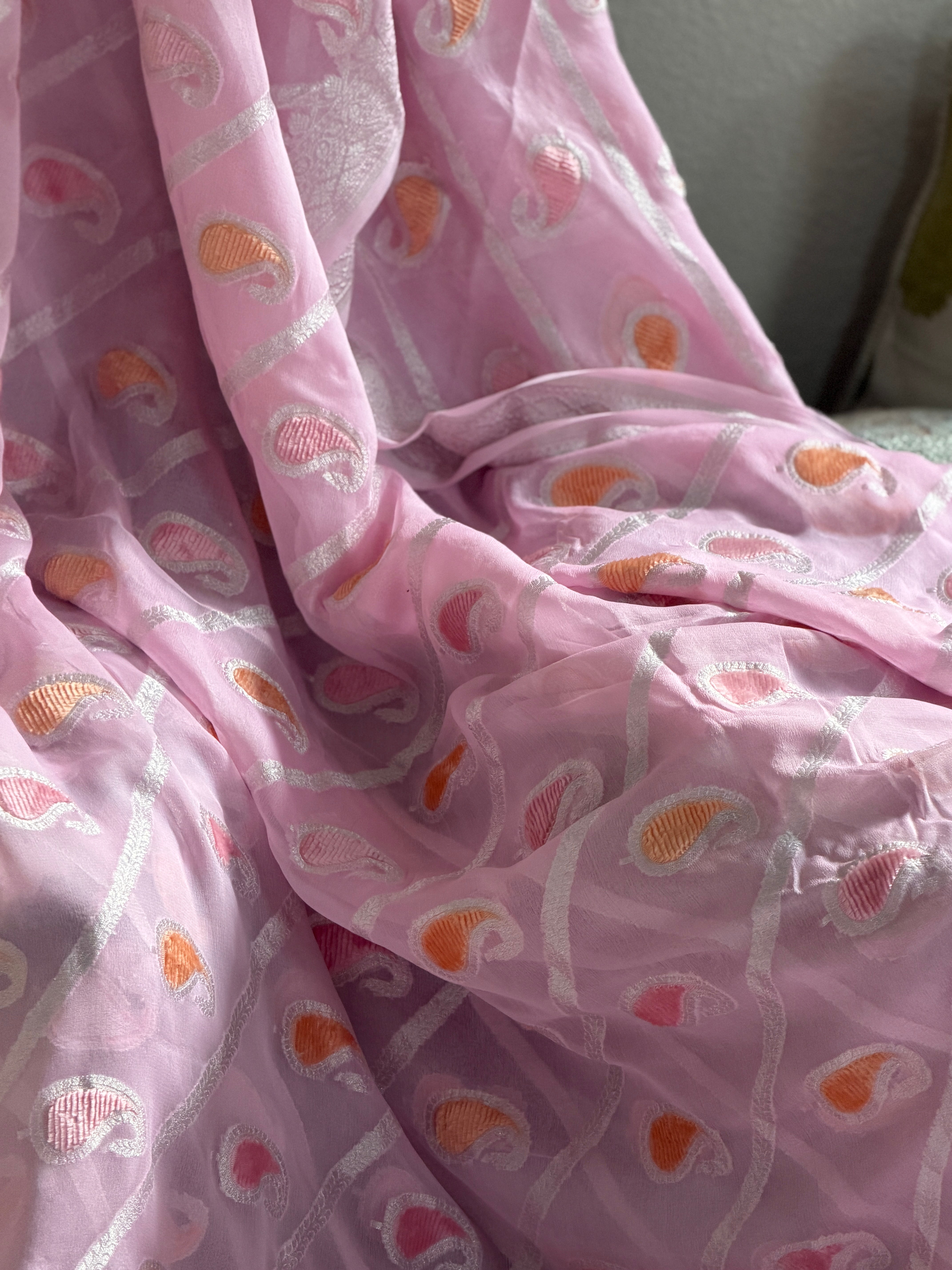 Banarasi Khaddi georgette Velvet weaving saree