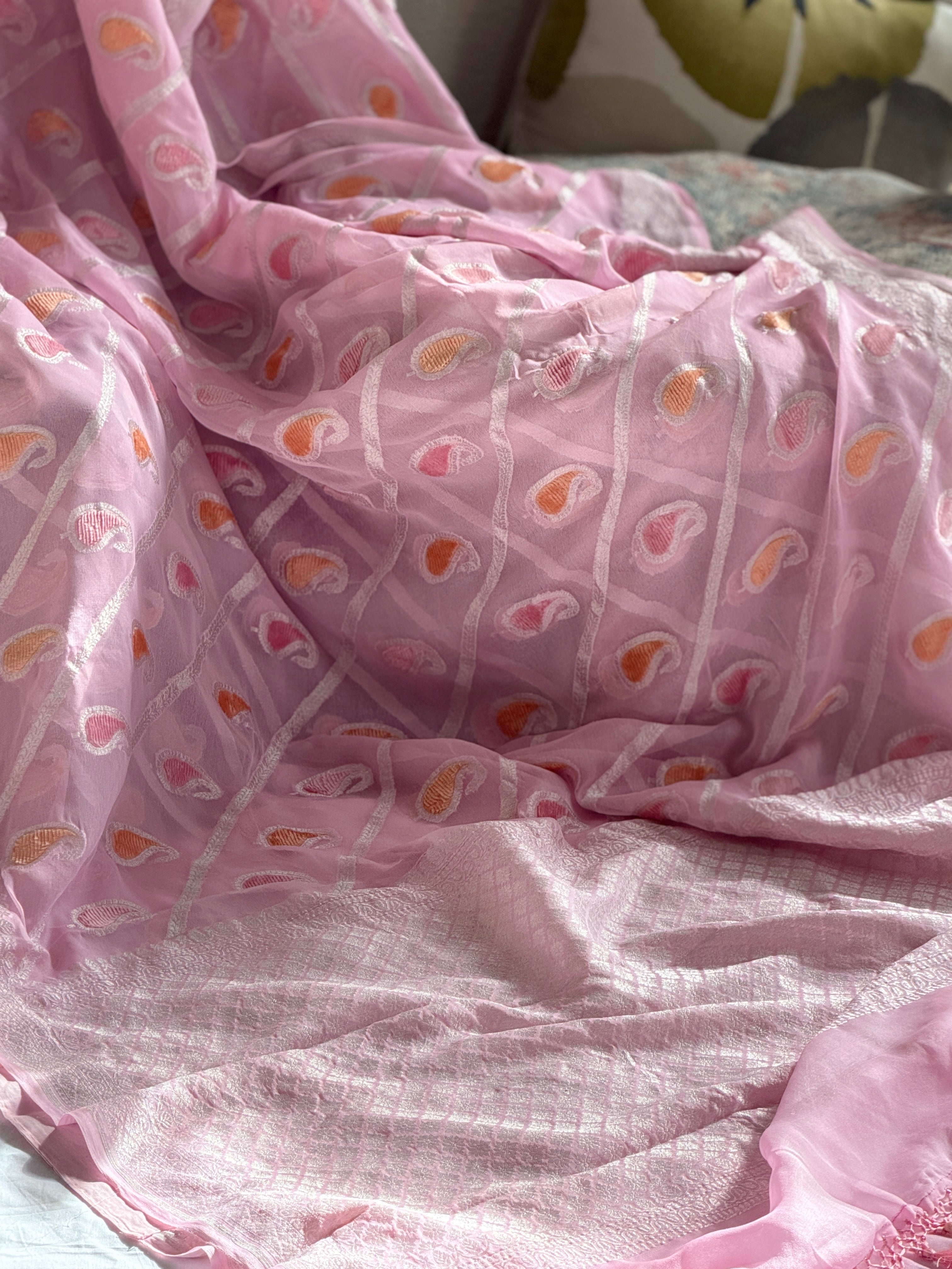 Banarasi Khaddi georgette Velvet weaving saree