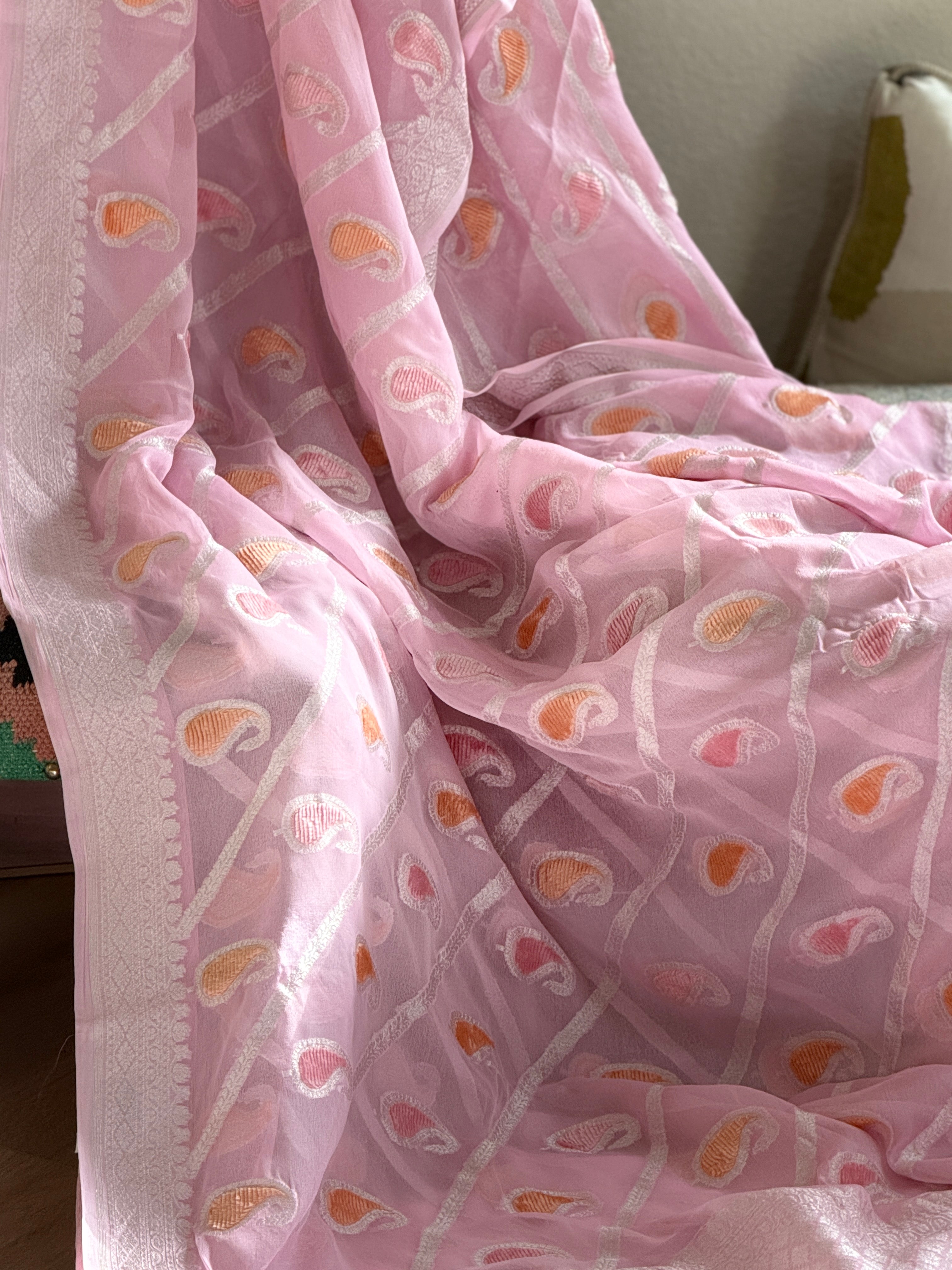 Banarasi Khaddi georgette Velvet weaving saree