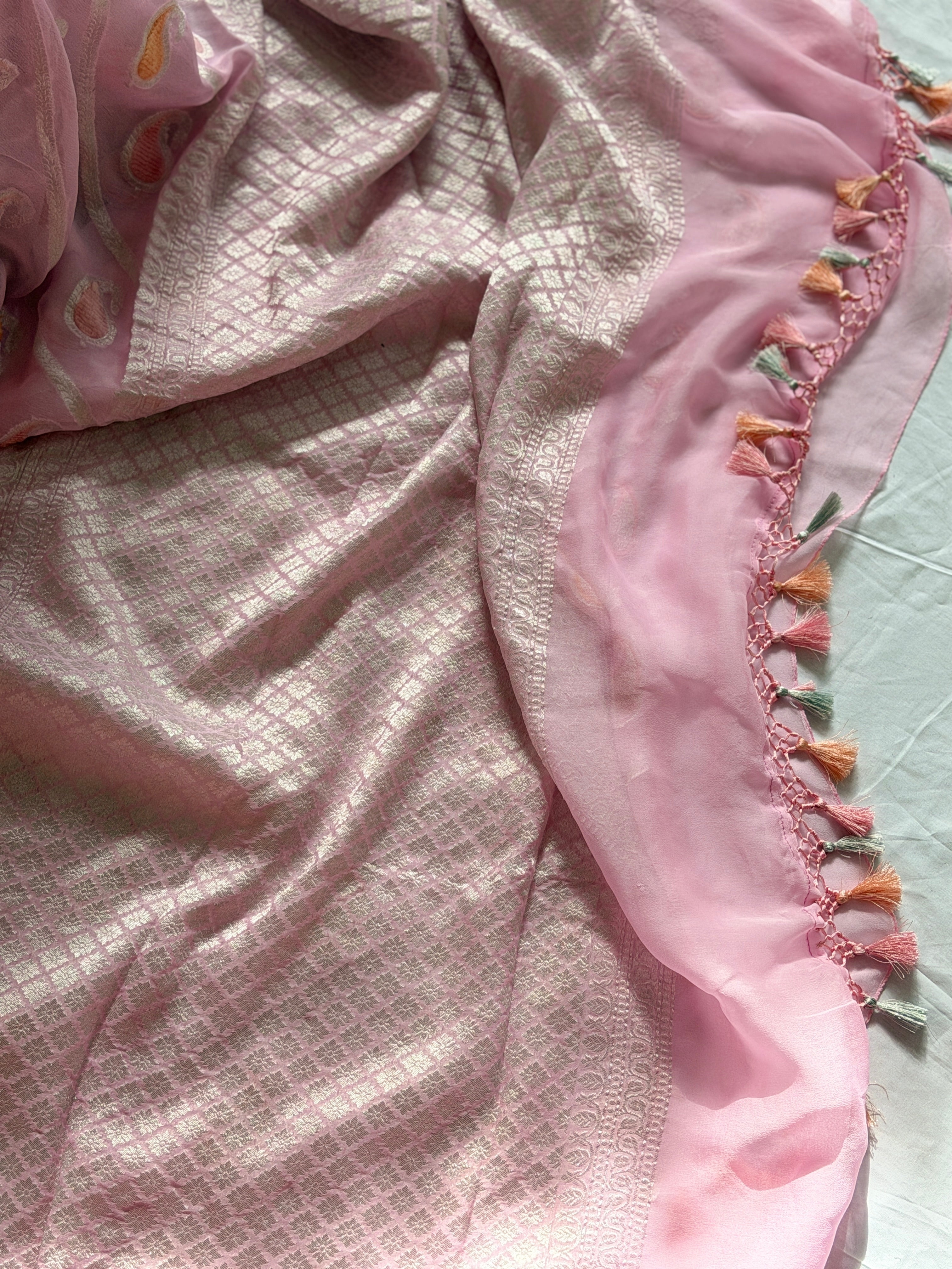 Banarasi Khaddi georgette Velvet weaving saree