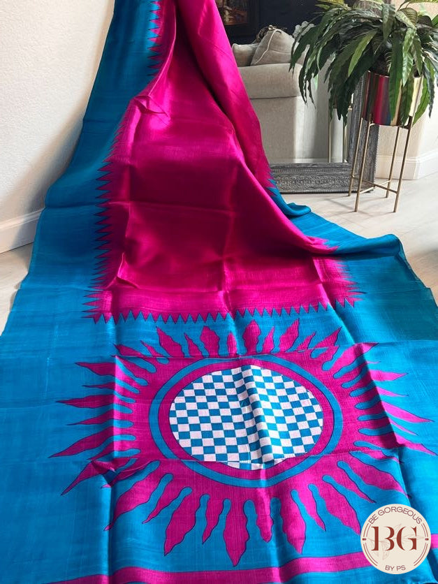 Murshidabad Silk saree color - hot pink