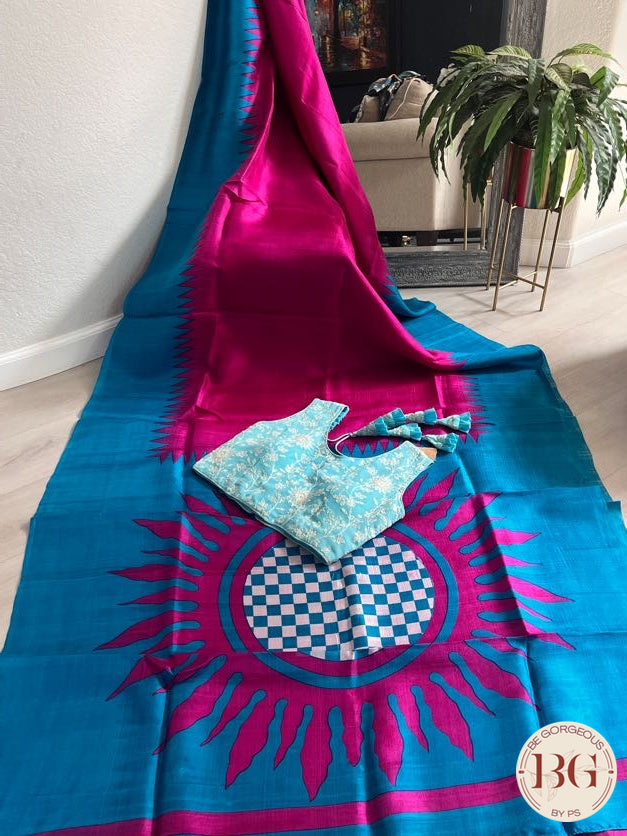 Murshidabad Silk saree color - hot pink