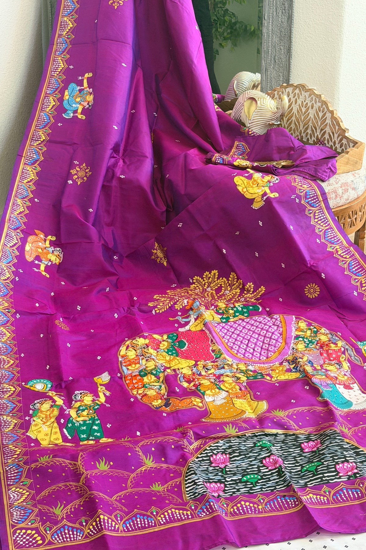 Kandarpa hasthi design on pure silk