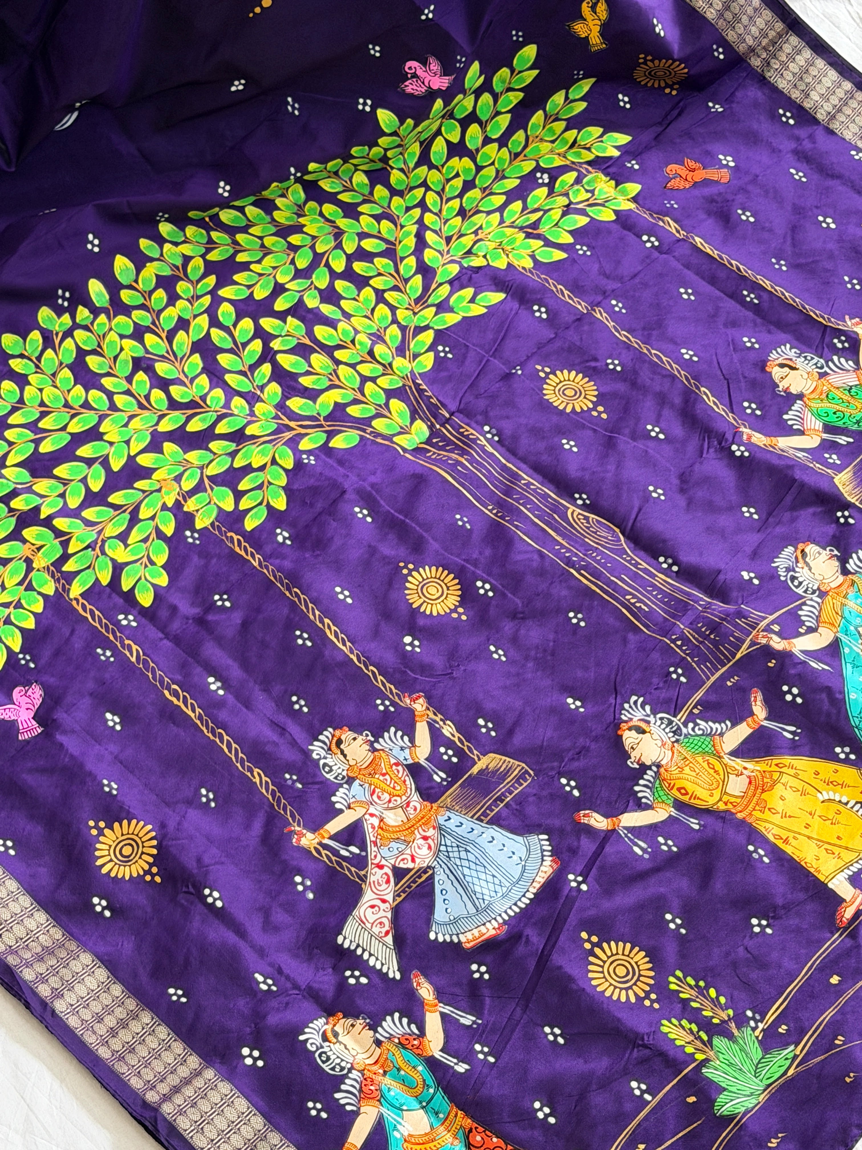 Pattachitra hand painted Raja doli theme saree