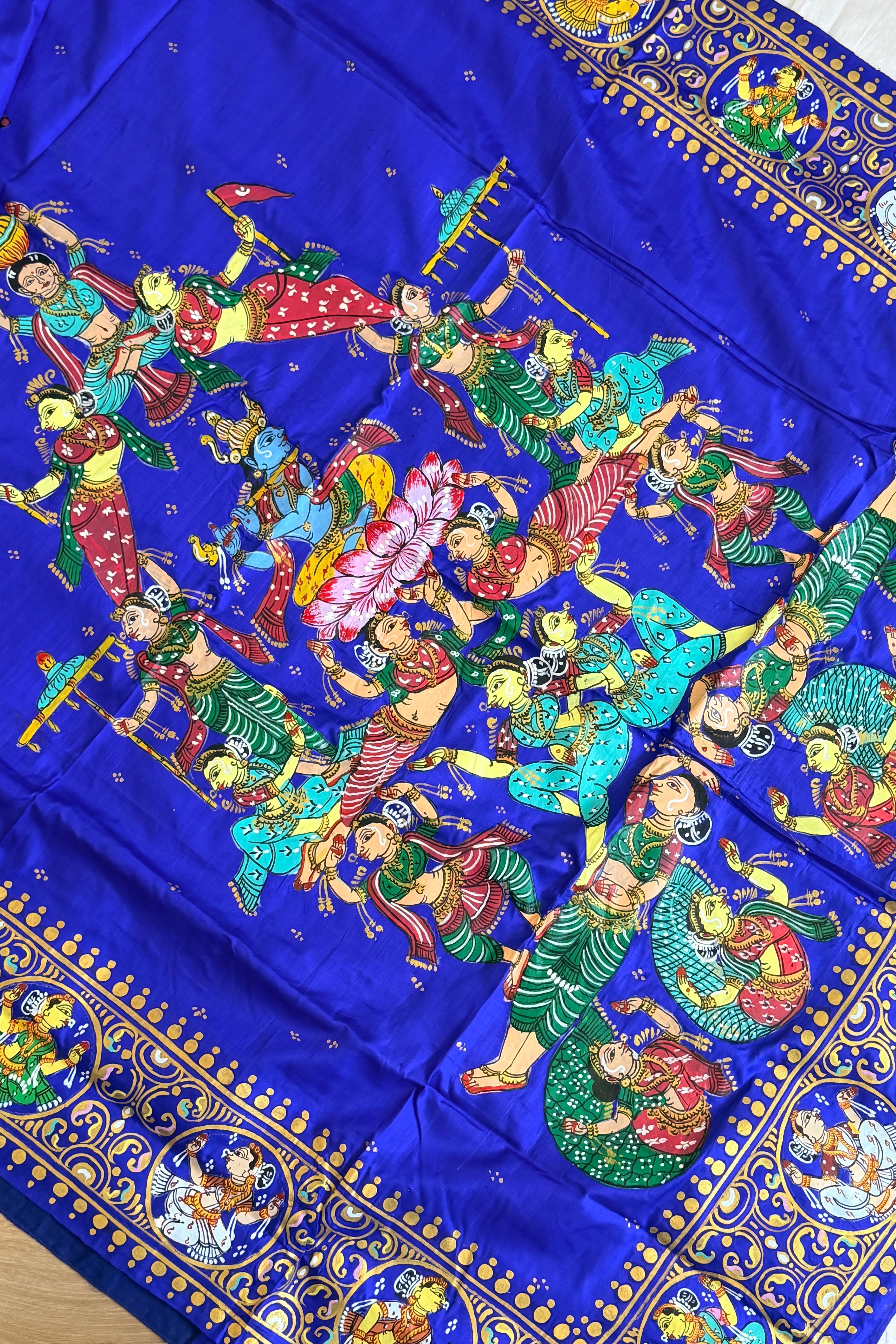 Pattachitra Kandarpa ratha theme saree on pure silk