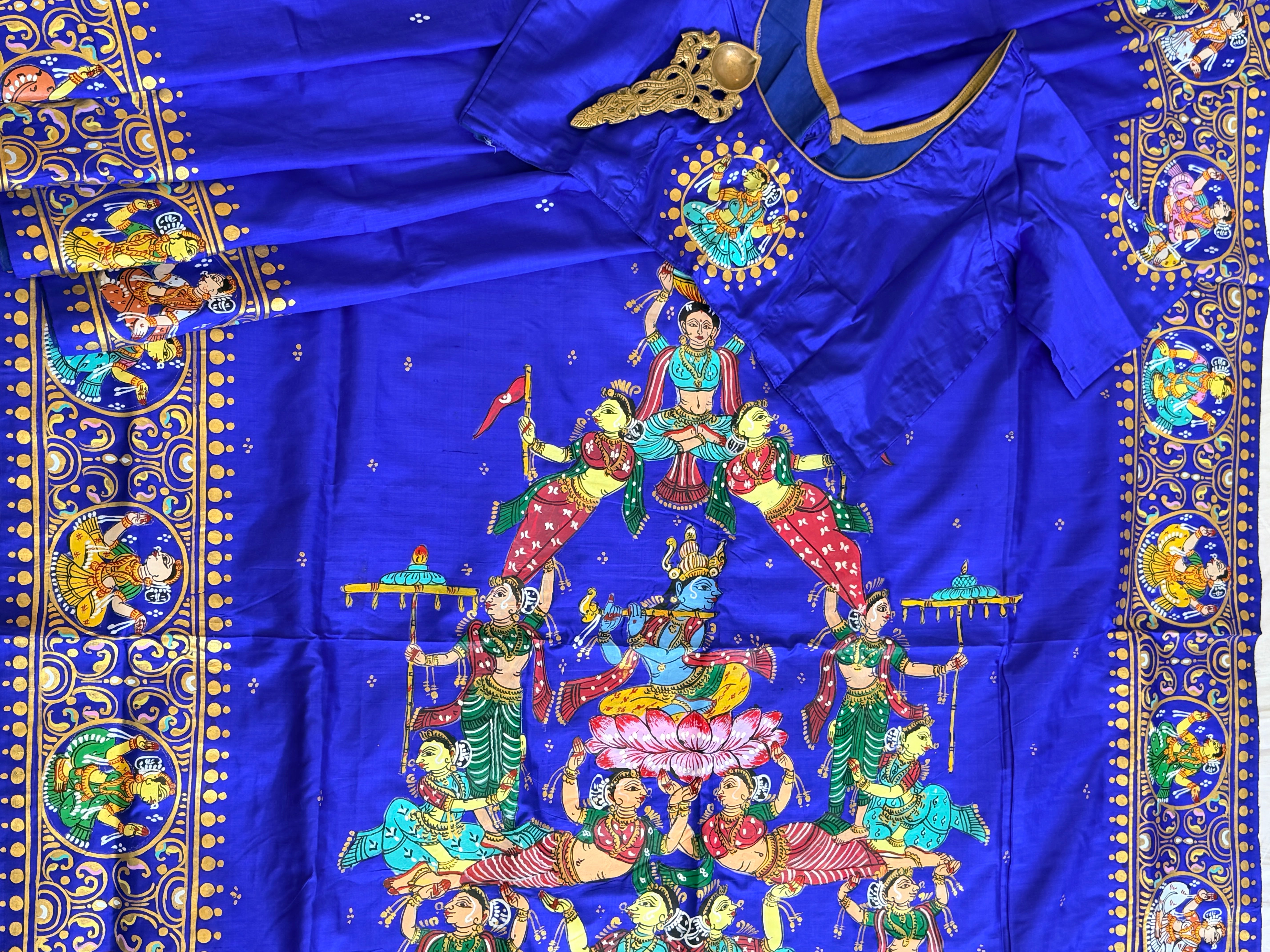 Pattachitra Kandarpa ratha theme saree on pure silk