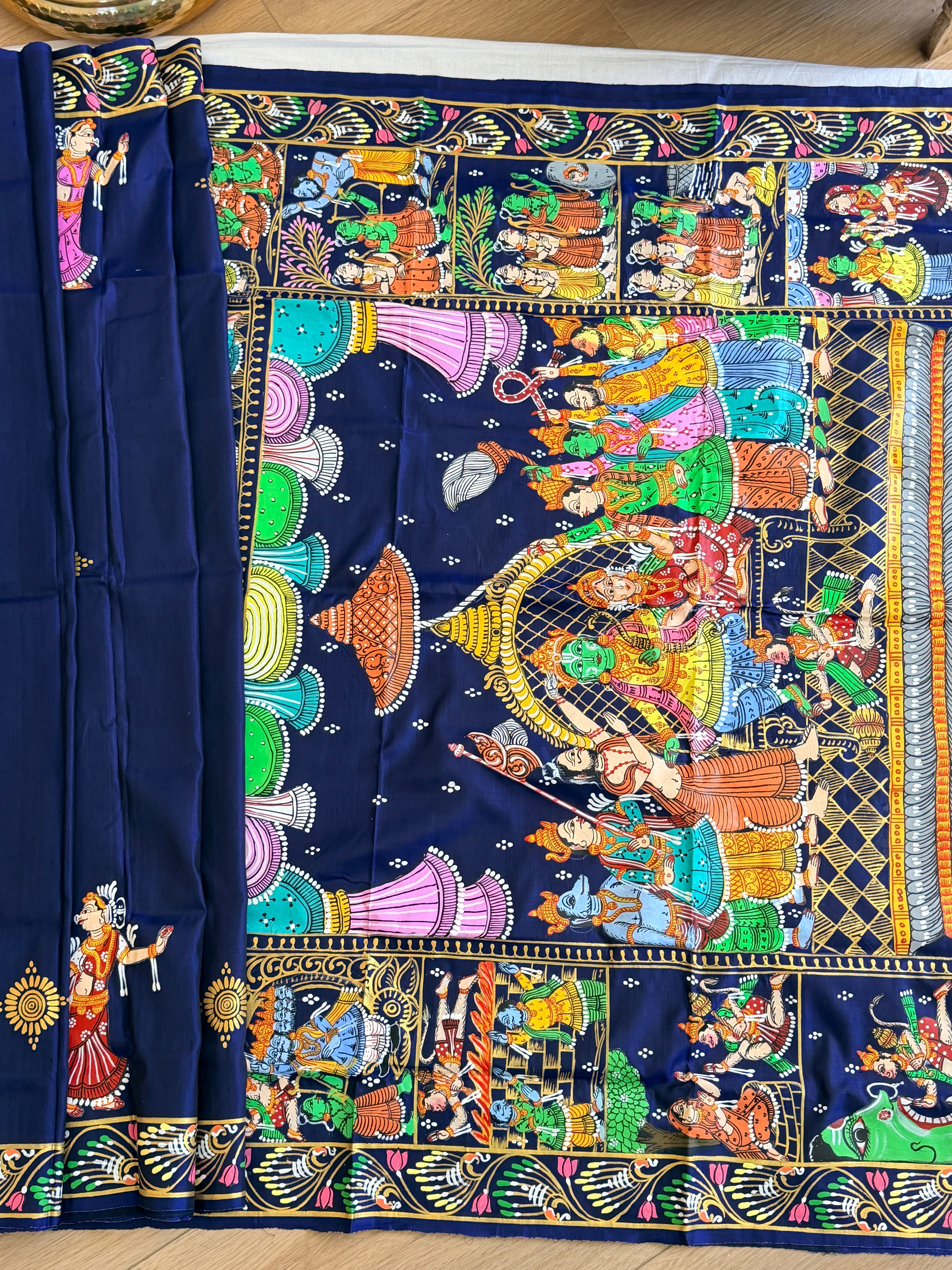 Pattachitra Ram darbar theme saree on pure silk