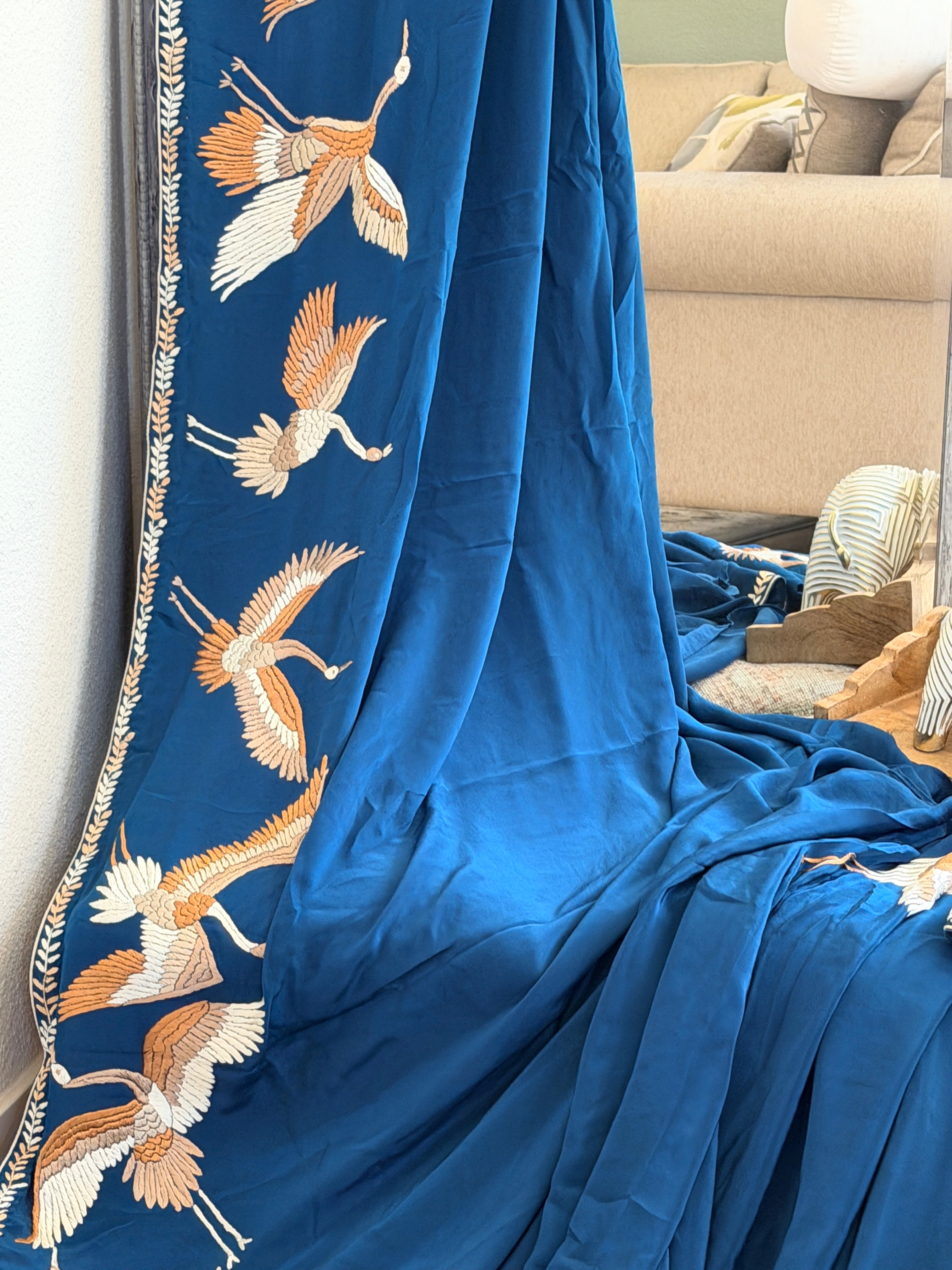 Parsi Gara hand embroidered crepe silk saree