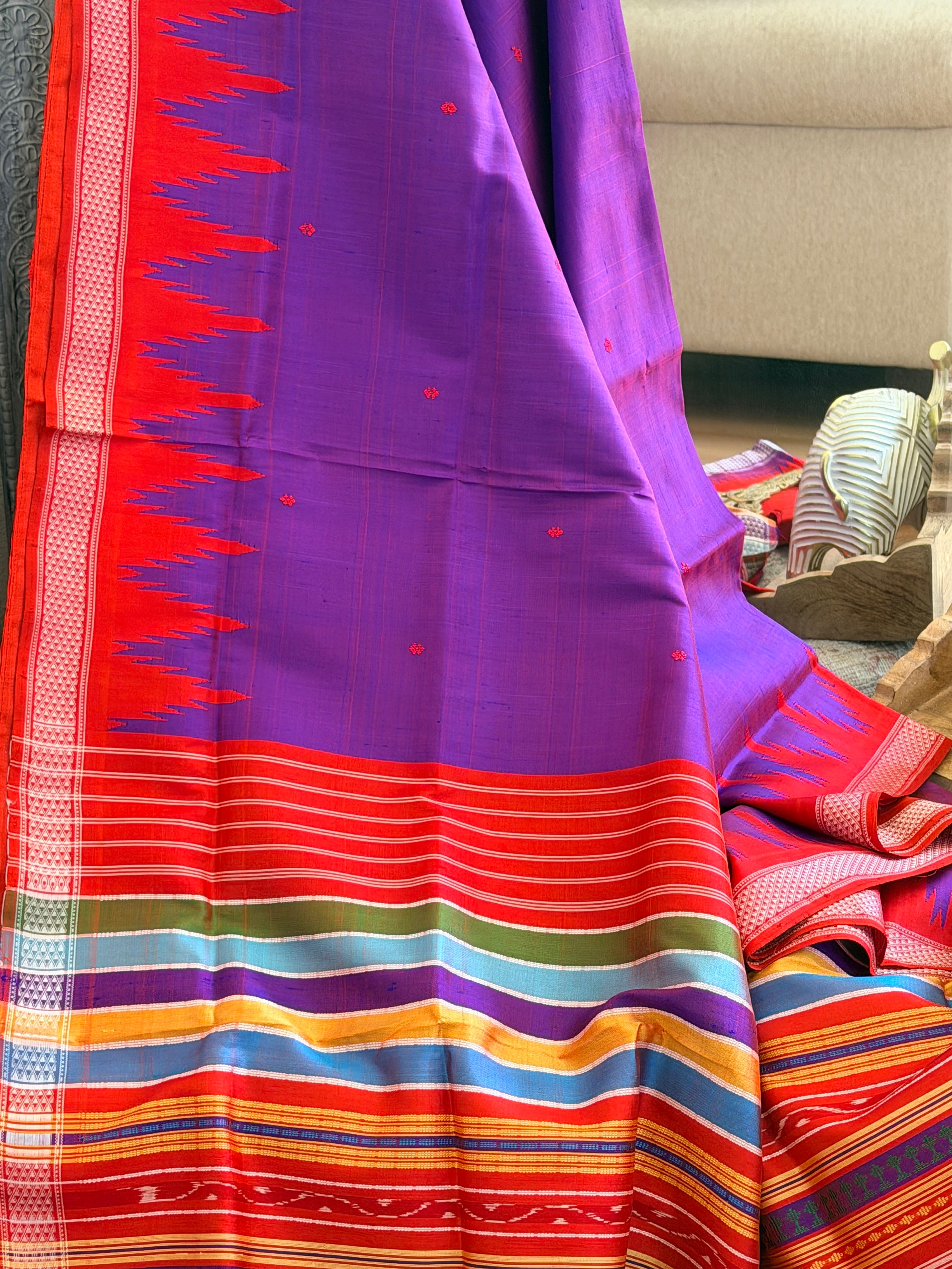 Berhampuri pure silk doubble palu purple red