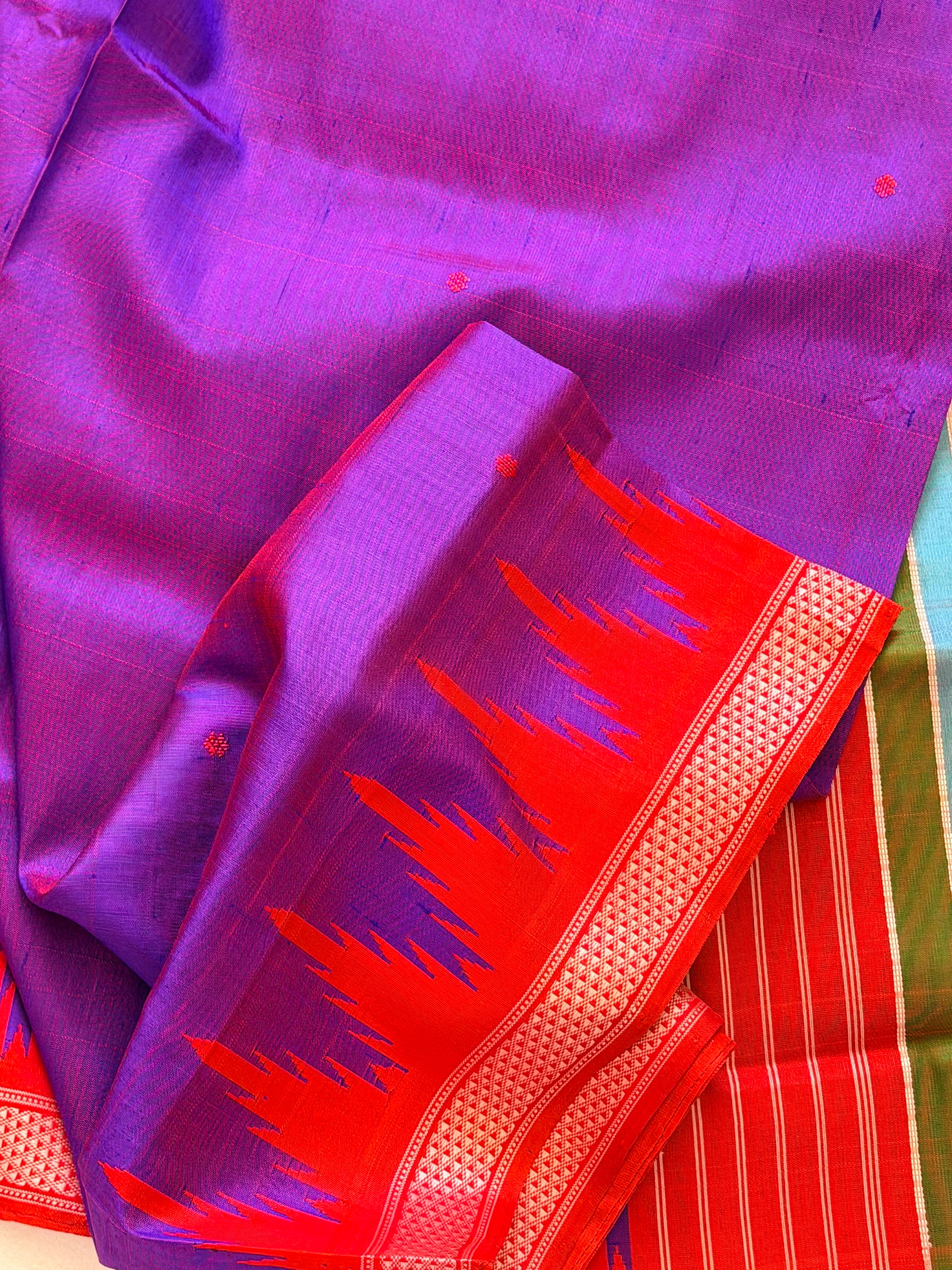 Berhampuri pure silk doubble palu purple red
