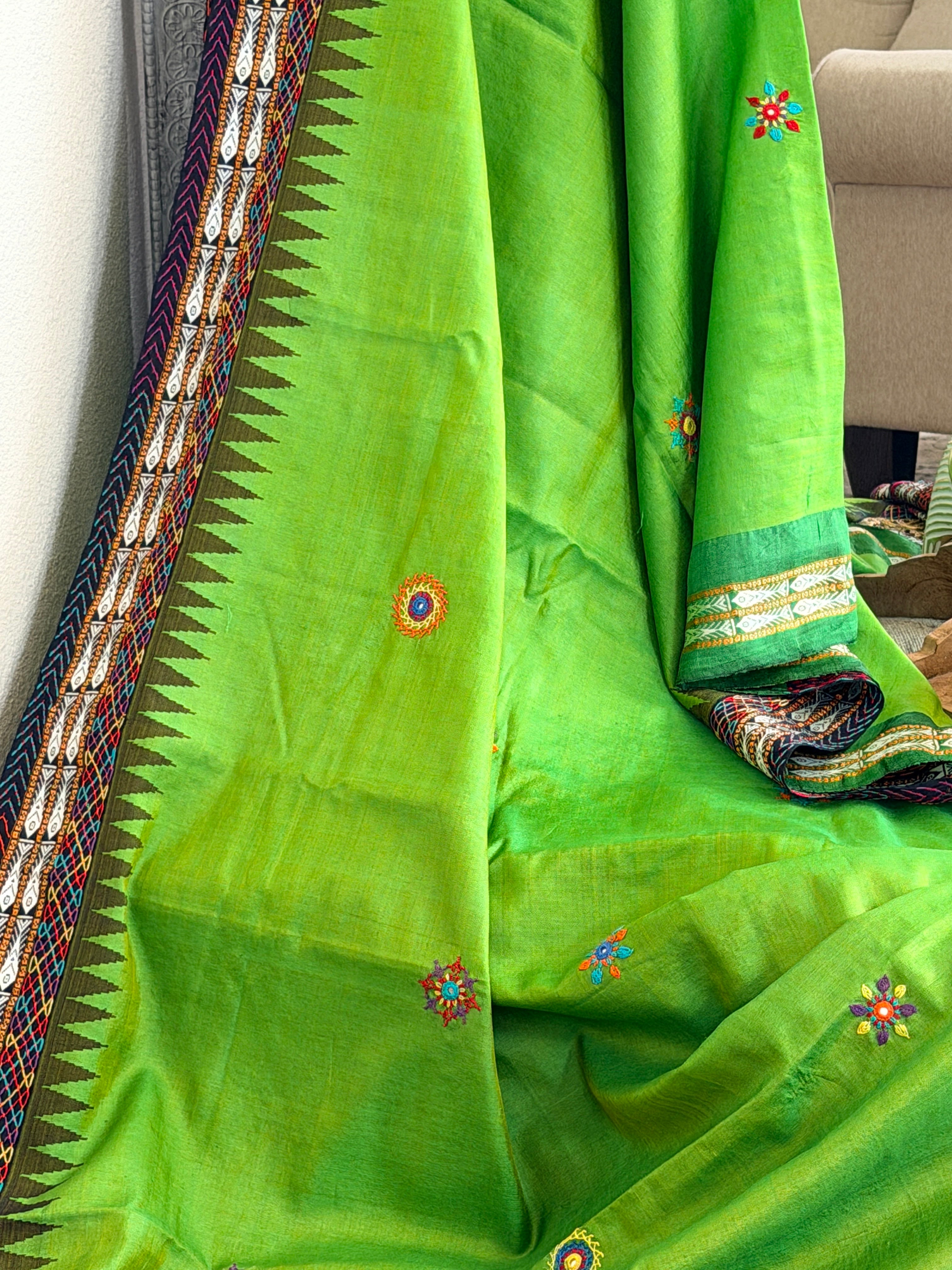 Lambani Hand Embroidered Raw Silk Saree