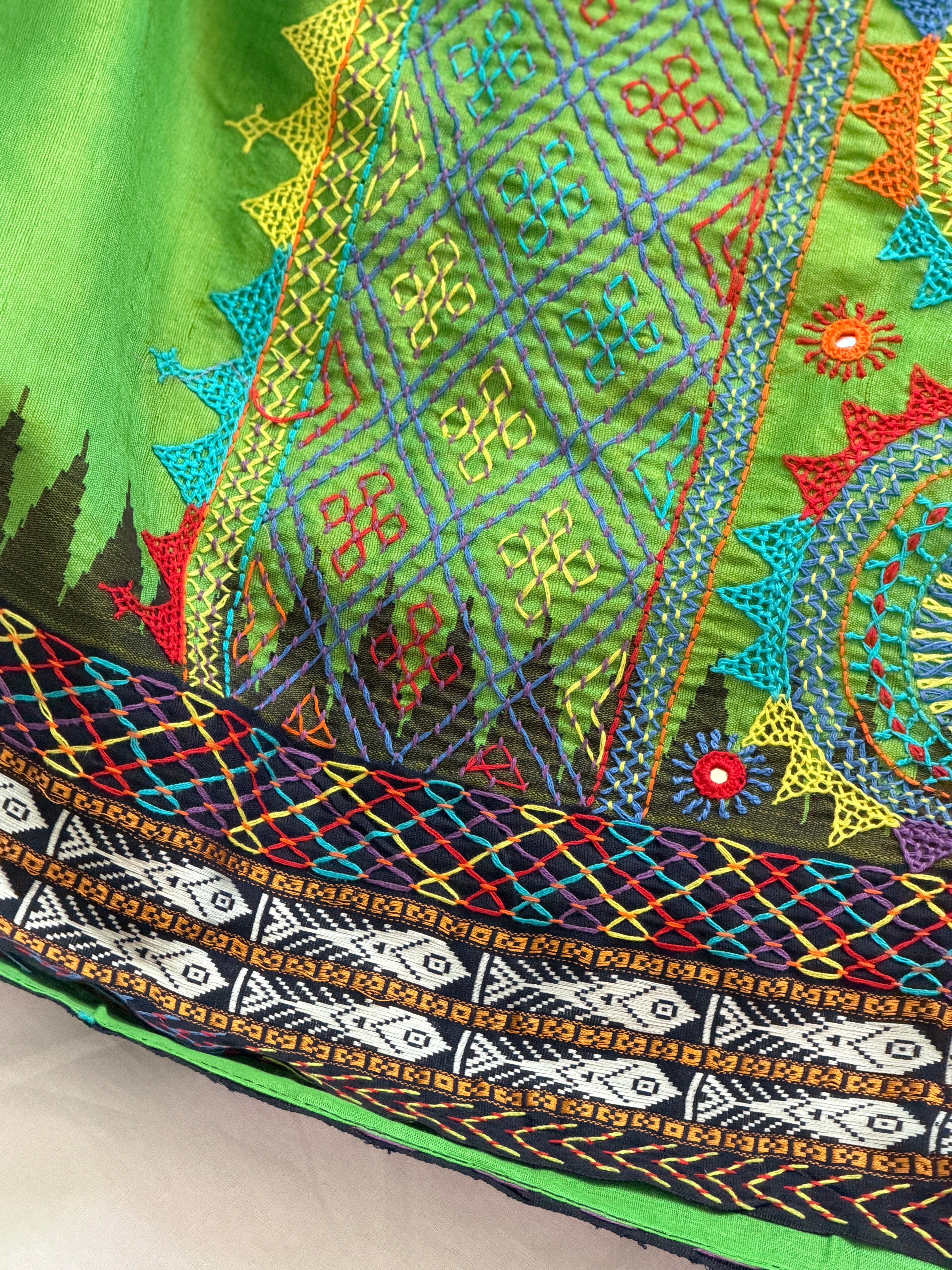 Lambani Hand Embroidered Raw Silk Saree