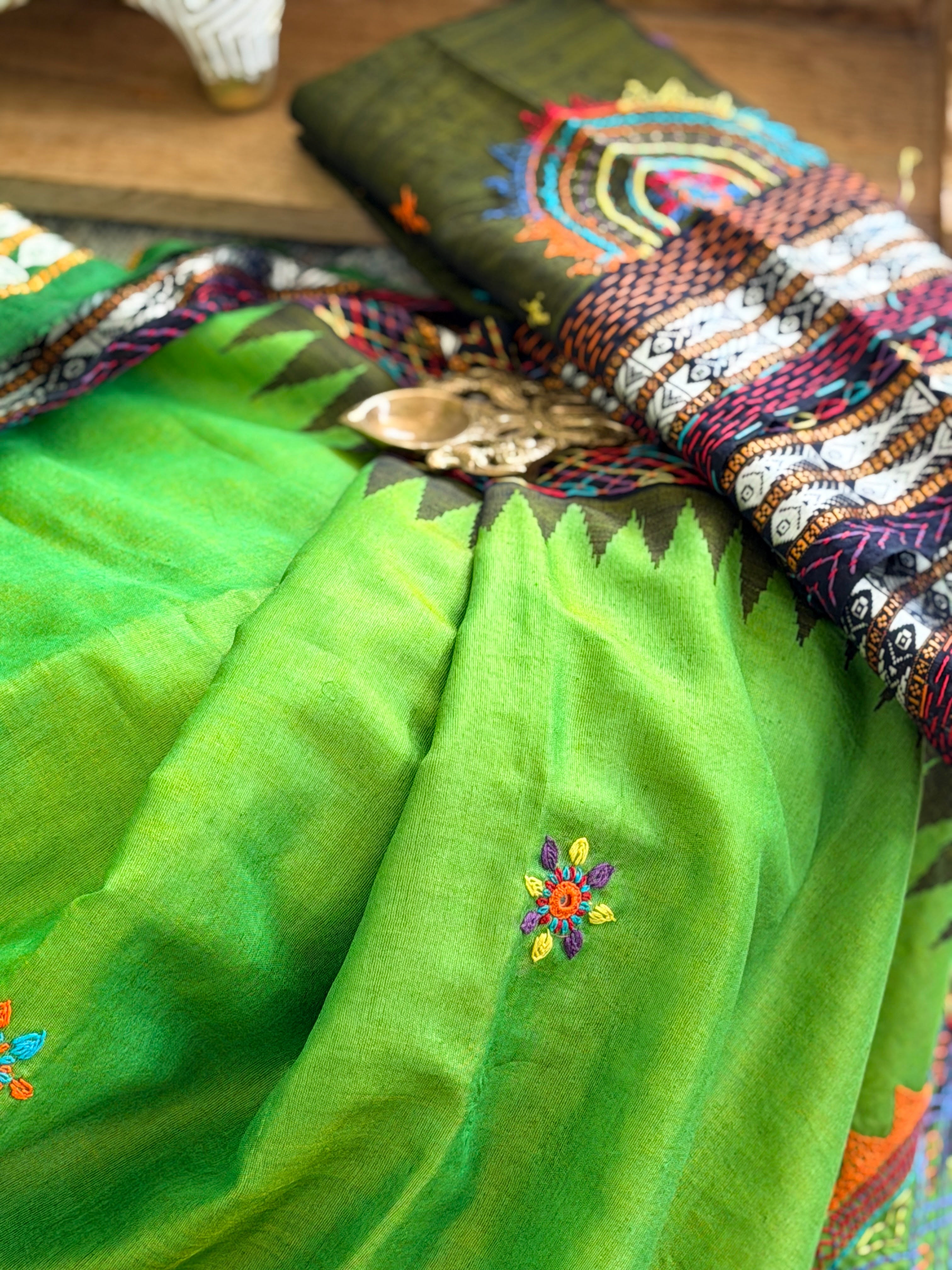 Lambani Hand Embroidered Raw Silk Saree