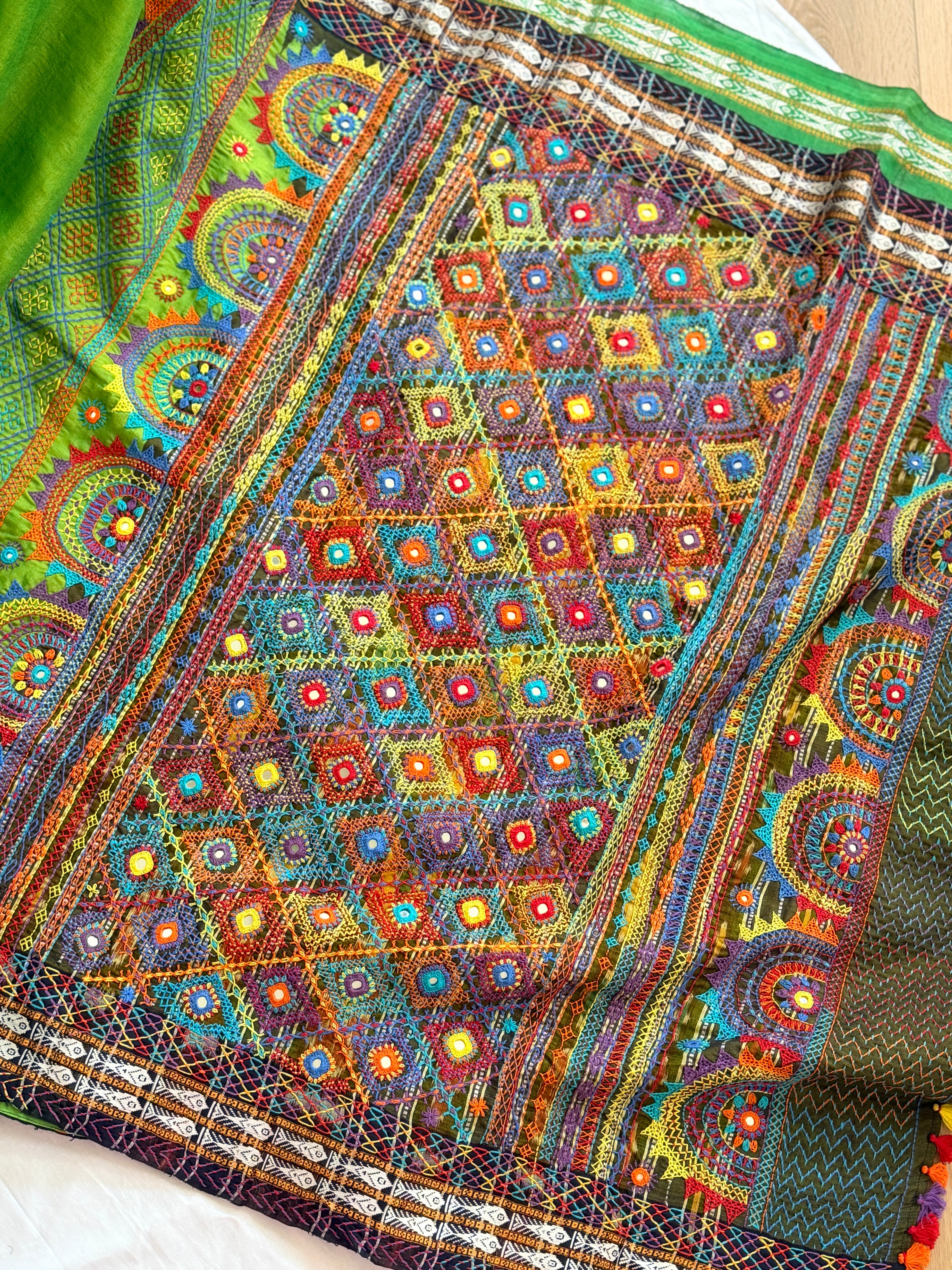 Lambani Hand Embroidered Raw Silk Saree