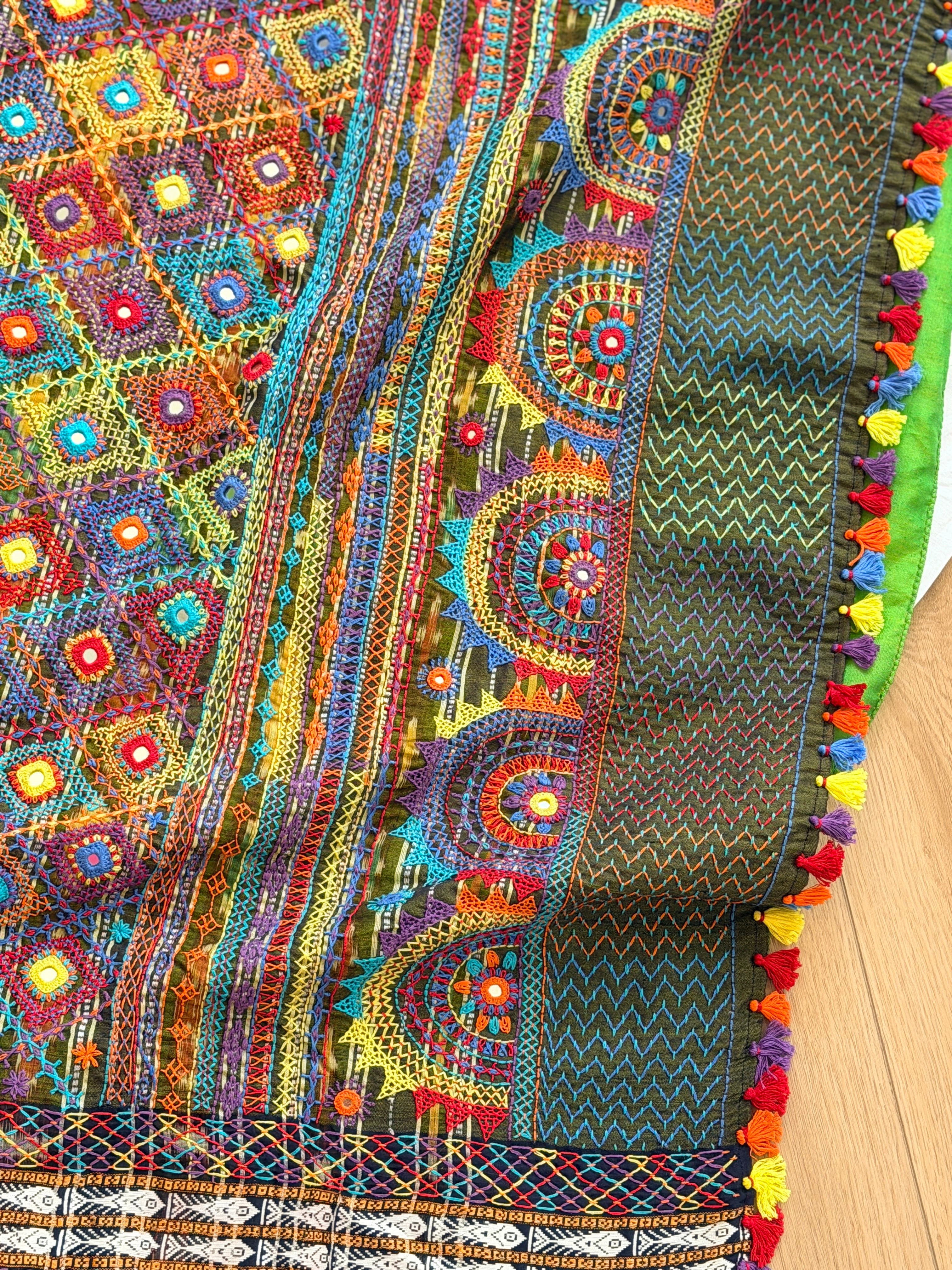 Lambani Hand Embroidered Raw Silk Saree