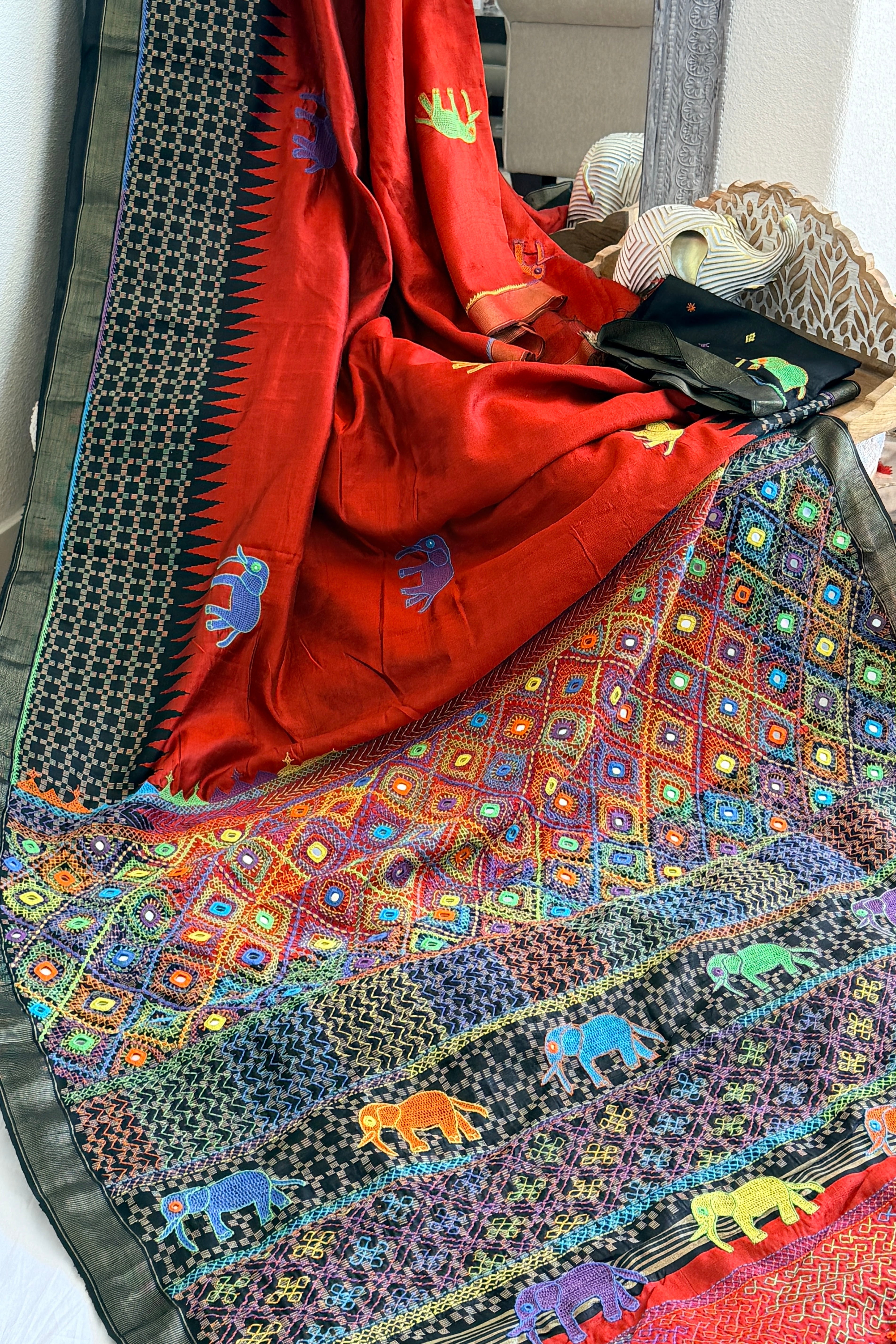Lambani Hand Embroidered Raw Silk Saree