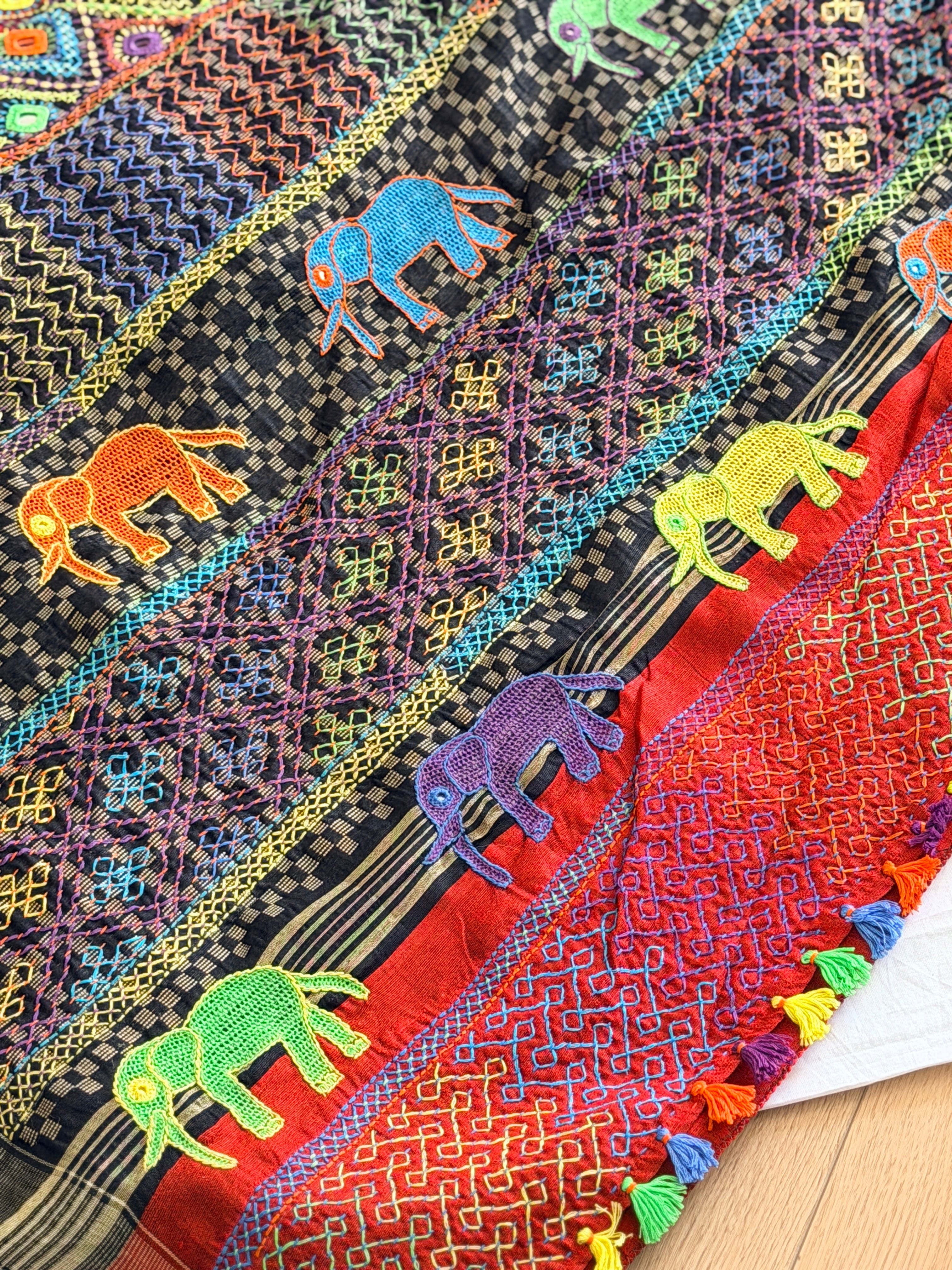 Lambani Hand Embroidered Raw Silk Saree