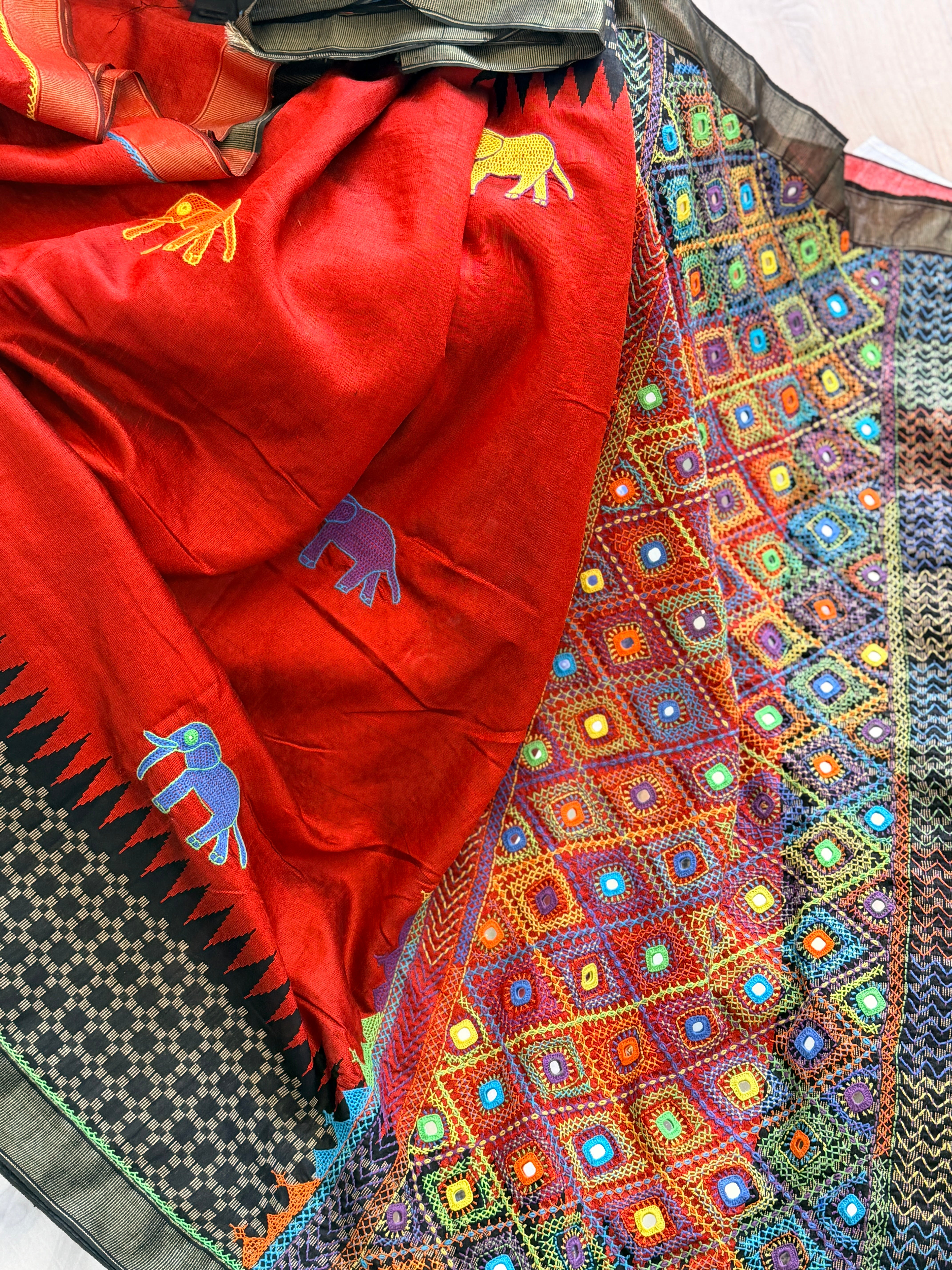 Lambani Hand Embroidered Raw Silk Saree