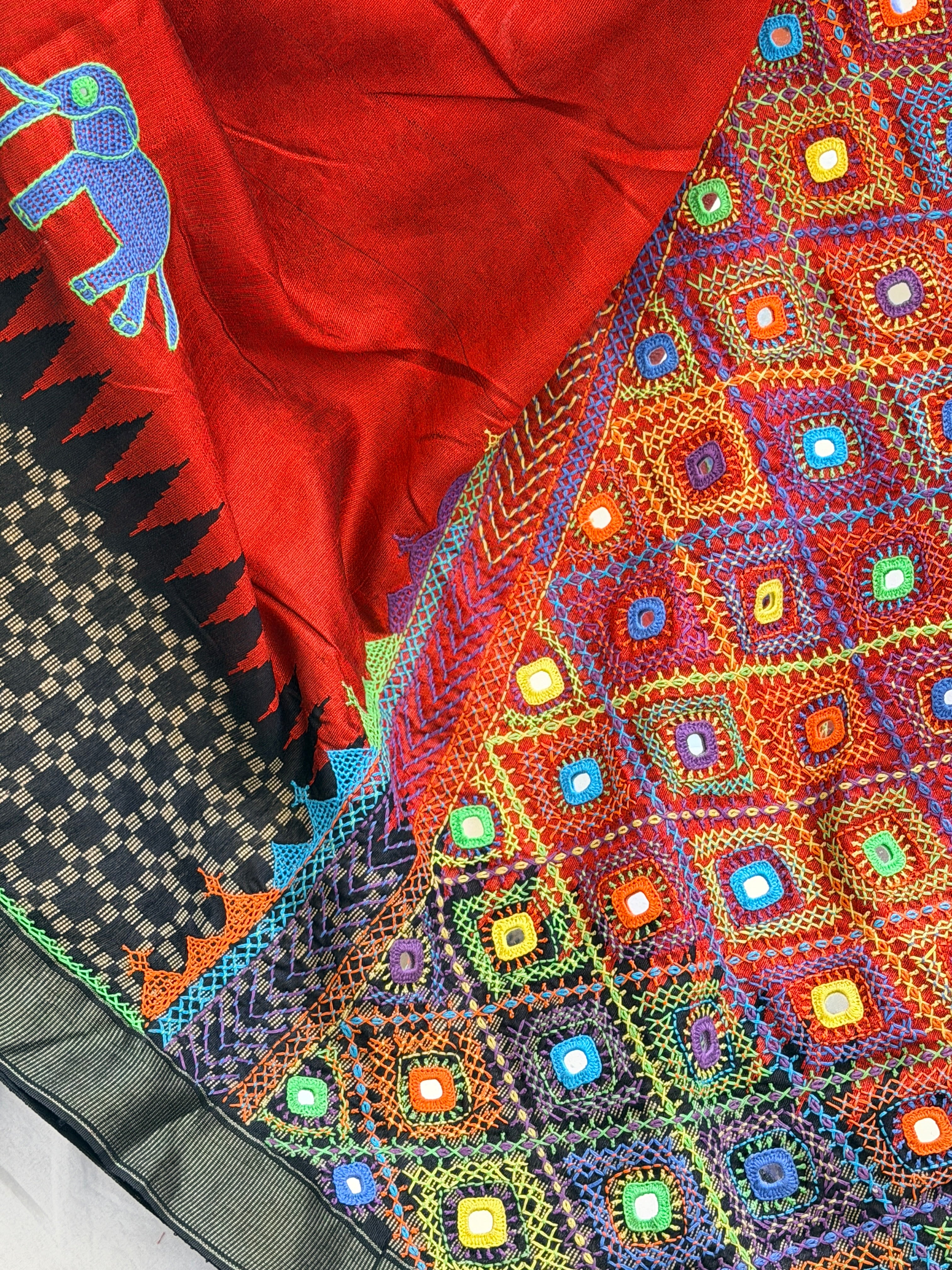 Lambani Hand Embroidered Raw Silk Saree