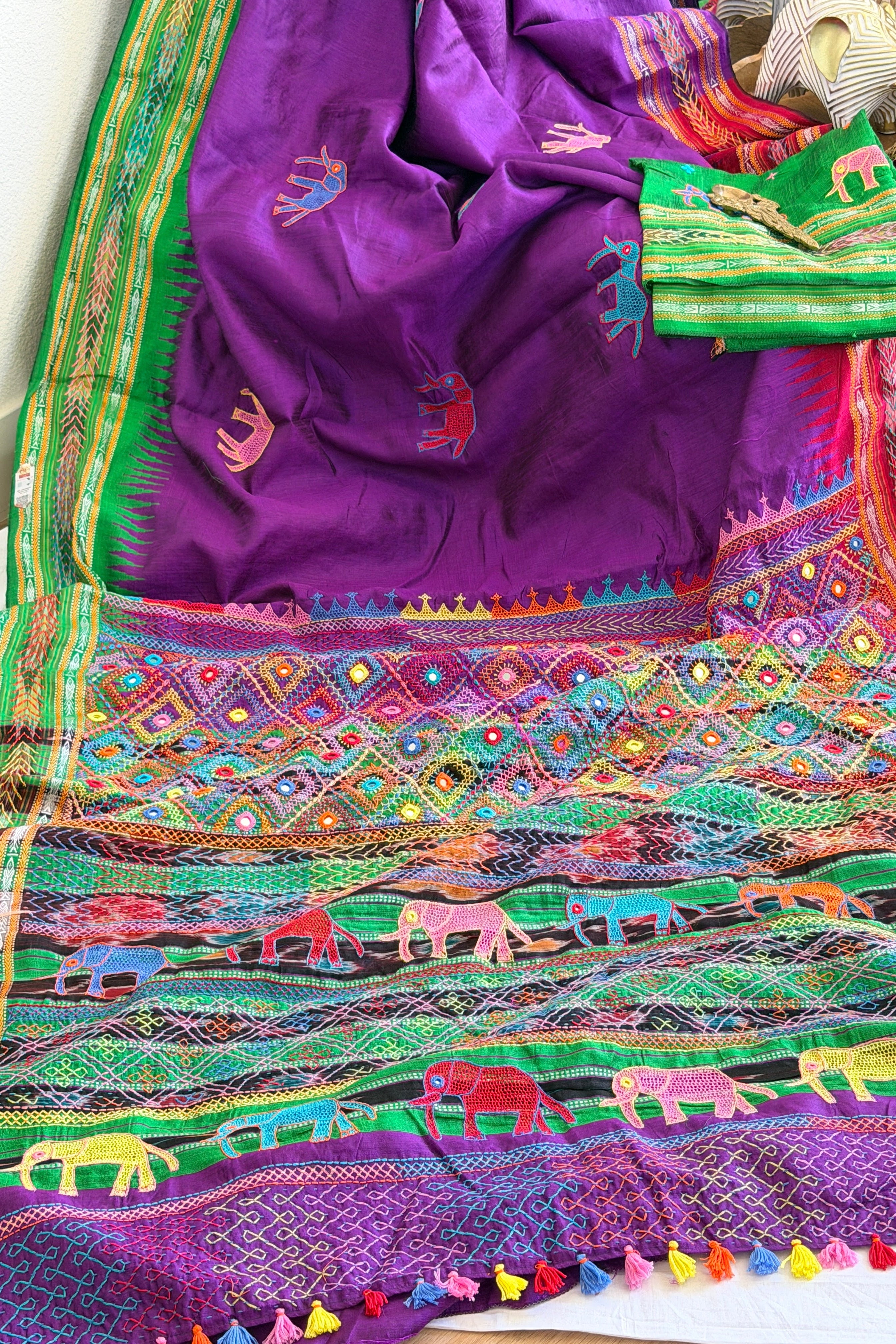 Lambani Hand Embroidered Raw Silk Saree