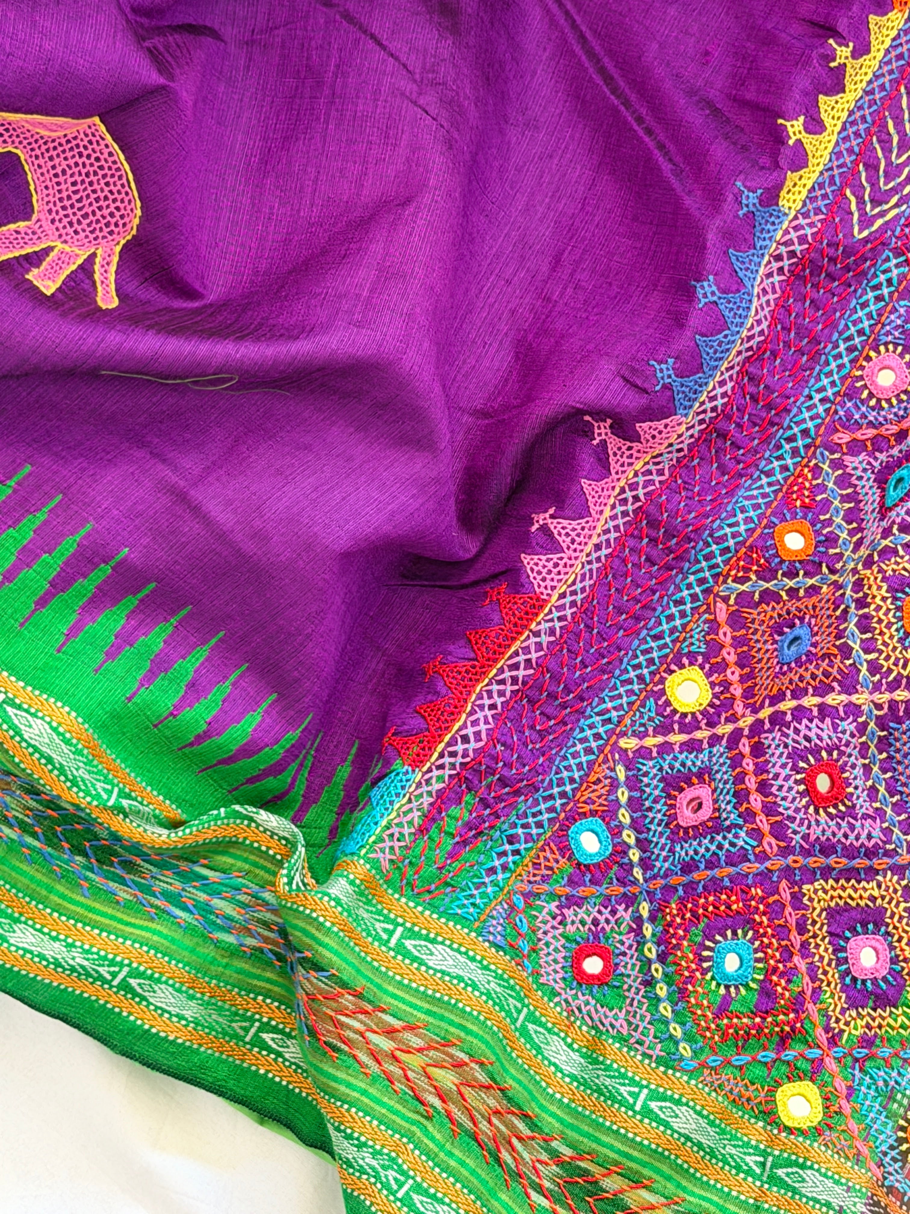 Lambani Hand Embroidered Raw Silk Saree