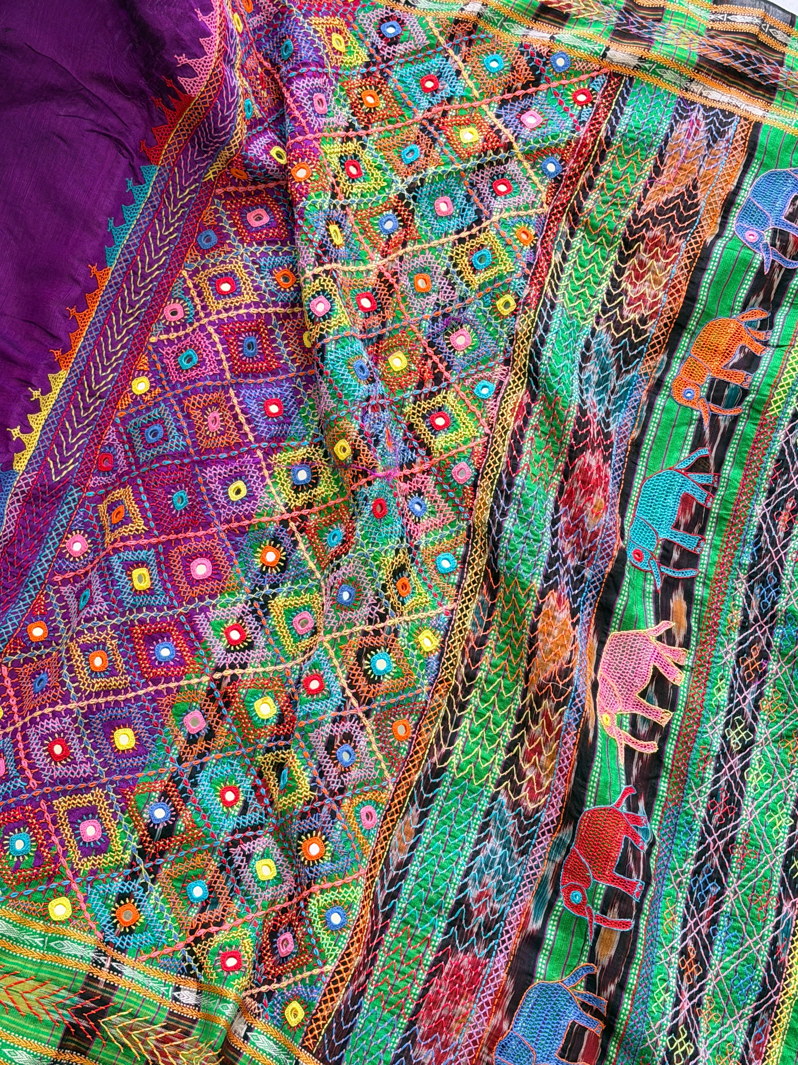 Lambani Hand Embroidered Raw Silk Saree