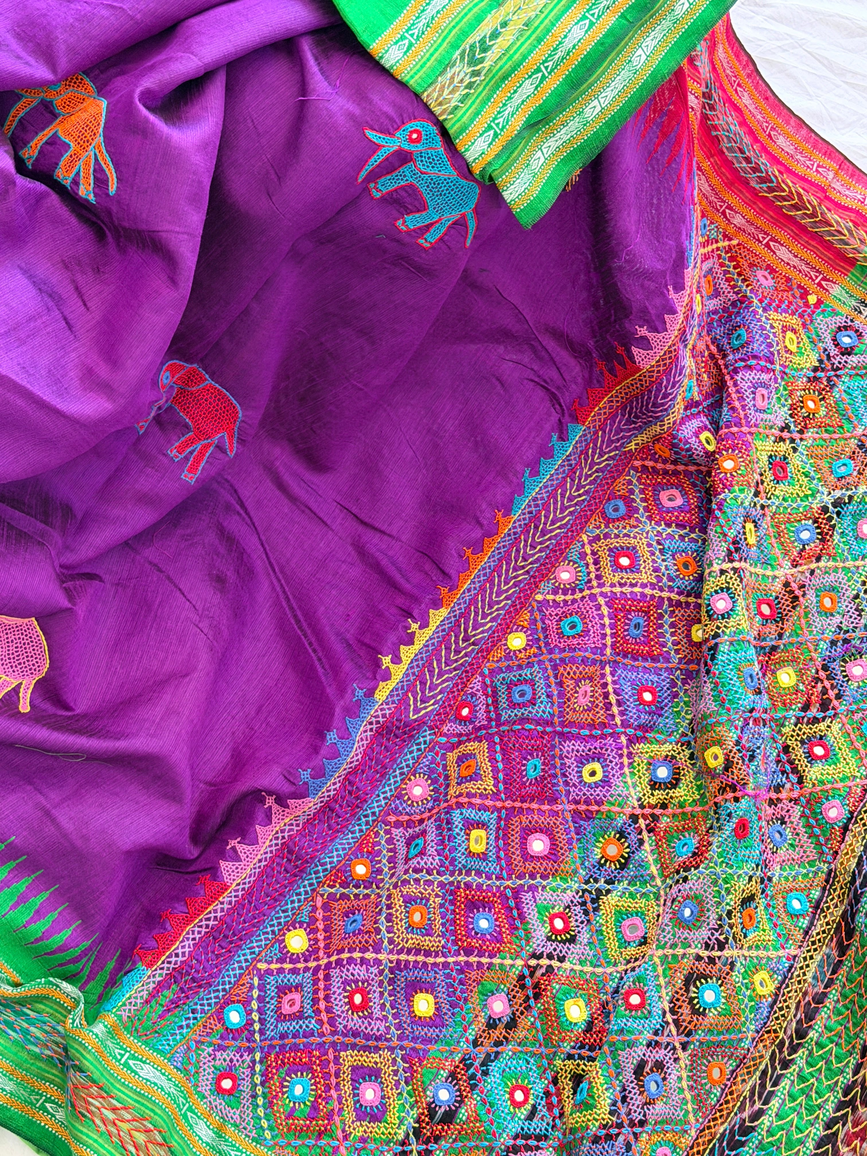 Lambani Hand Embroidered Raw Silk Saree